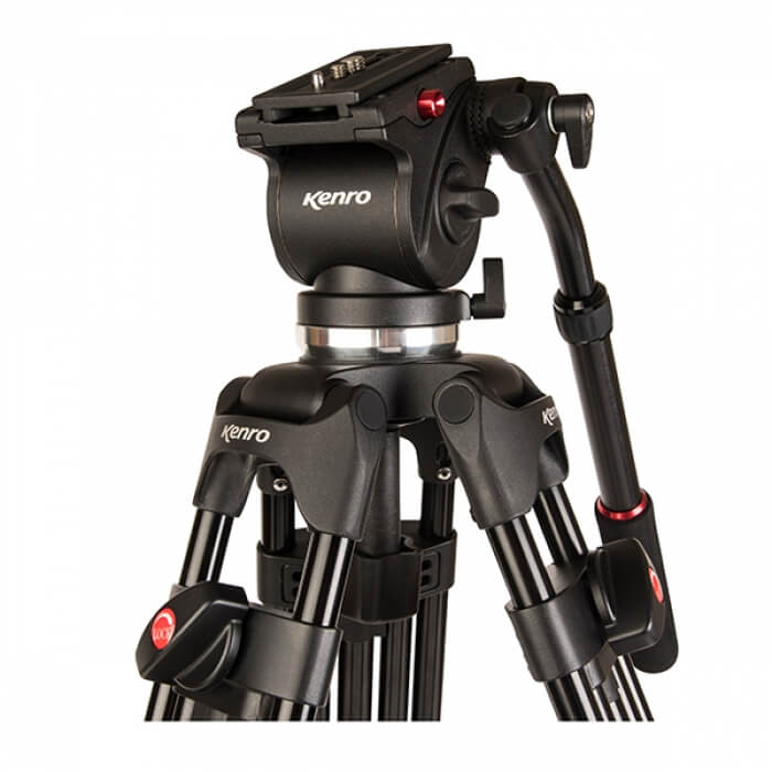 Professional Aluminum Twin Tube Video Tripod with Fluid Head - KENVT103 Kit for DSLR Cameras, Perfect for Vlogging, Live Streaming & Outdoor Filmmaking