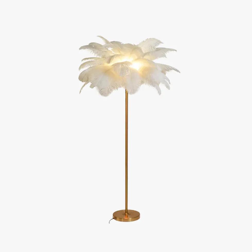 Elegant Warm White Feather Gold Floor Lamp - Modern Standing Light for Living Room, Bedroom & Office Decor