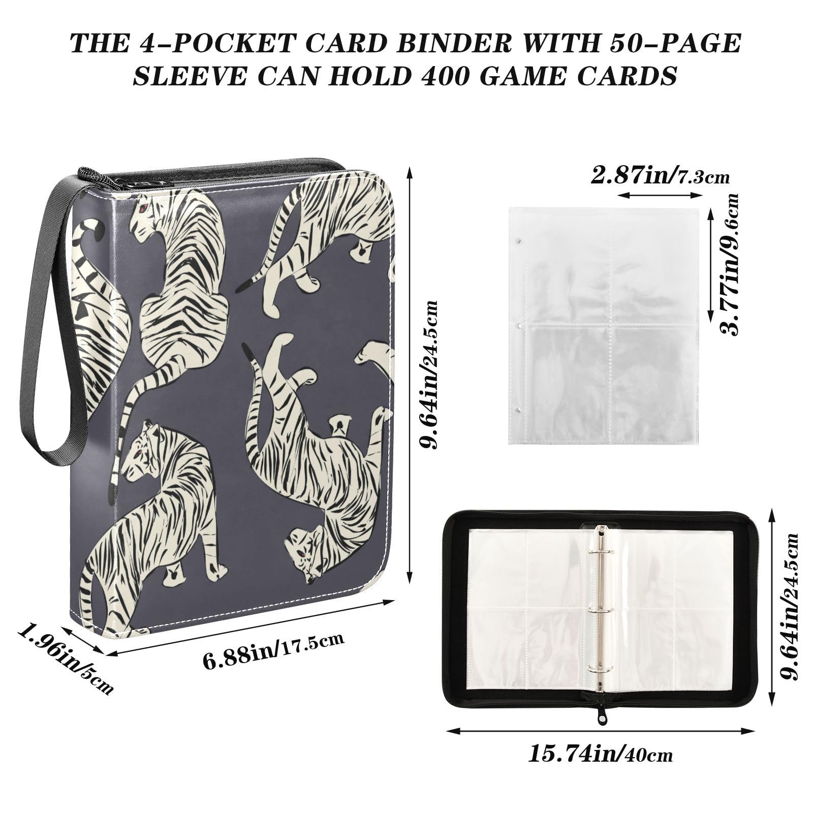 Premium 4-Pocket Trading Card Binder with 50 Removable Sleeves - 3-Ring Card Album Holds 400+ Cards - Perfect Organizer for Sports Cards, Pokemon, MTG & Collectibles - Great Gift for Boys & Girls - Ideal for Gaming Tournaments, Card Trading & Collection Storage