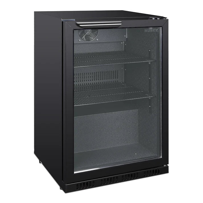 Husky 122L Single Door Home Bar Drinks Chiller Refrigerator - Black (C1HHMBBKAU) | Compact Beverage Cooler for Beer, Wine & Soda | Perfect for Home Bar, Man Cave, Office or Game Room