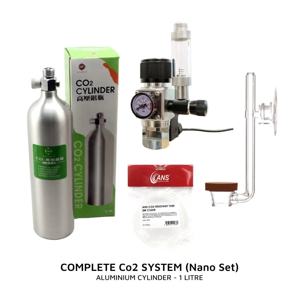 Complete CO2 System for Aquarium Plants - Nano Set (0.6L/1L) | CO2 Regulator with Bubble Counter & Diffuser | Perfect for Small Fish Tanks & Planted Aquariums