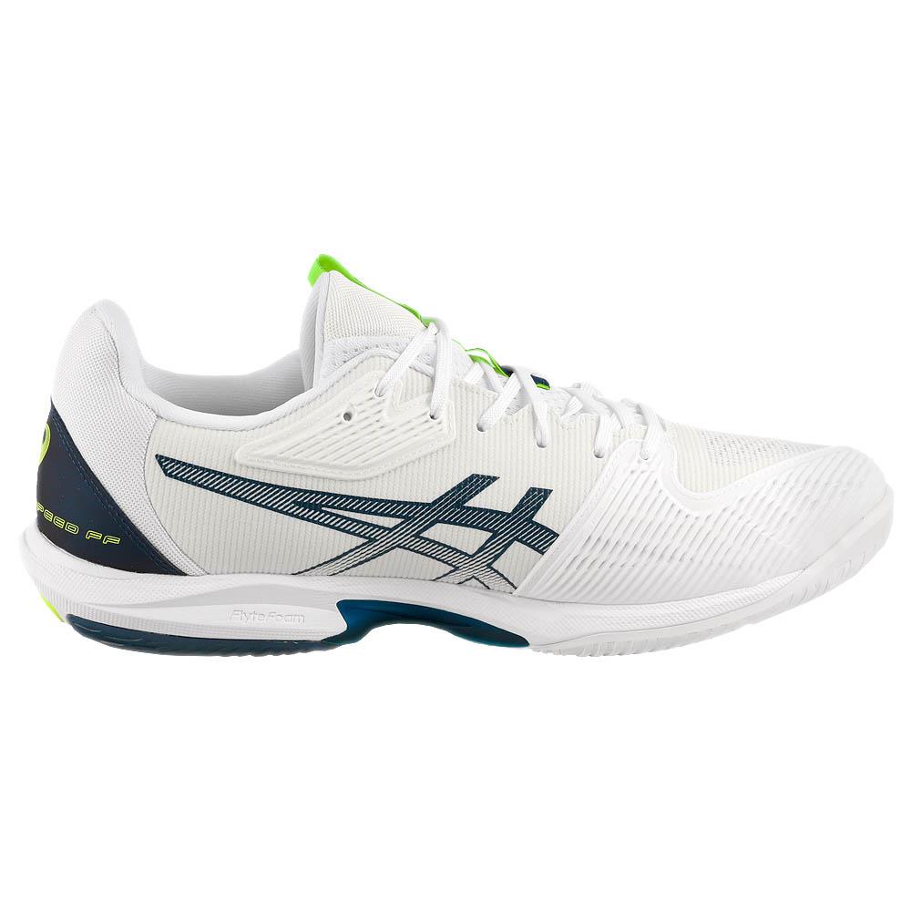 ASICS Men's Solution Speed FF 3 Tennis Shoes - White/Mako Blue - Lightweight Performance Court Shoes for Competitive Play & Training