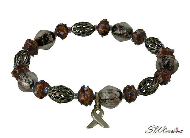 Domestic Abuse Awareness Bracelet - Shimmer Glass Beaded Bracelet for Women, Support Survivors - Perfect for Fundraisers, Charity Events & Advocacy Gifts