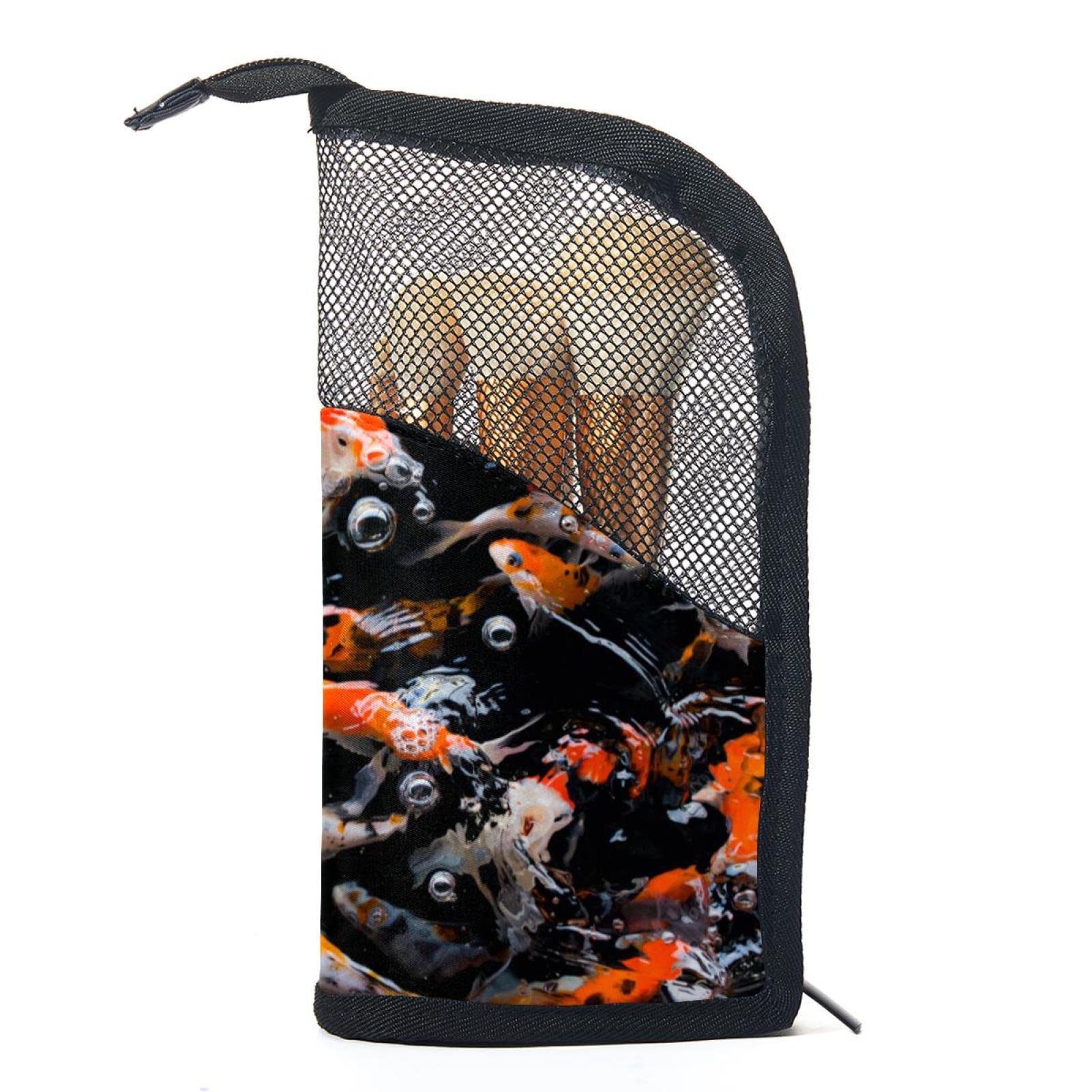 Japanese Koi Fish Makeup Brush Organizer Bag with 12 Slots - Portable Waterproof Cosmetic Brush Holder Case for Travel, Home Vanity & Professional Makeup Artists