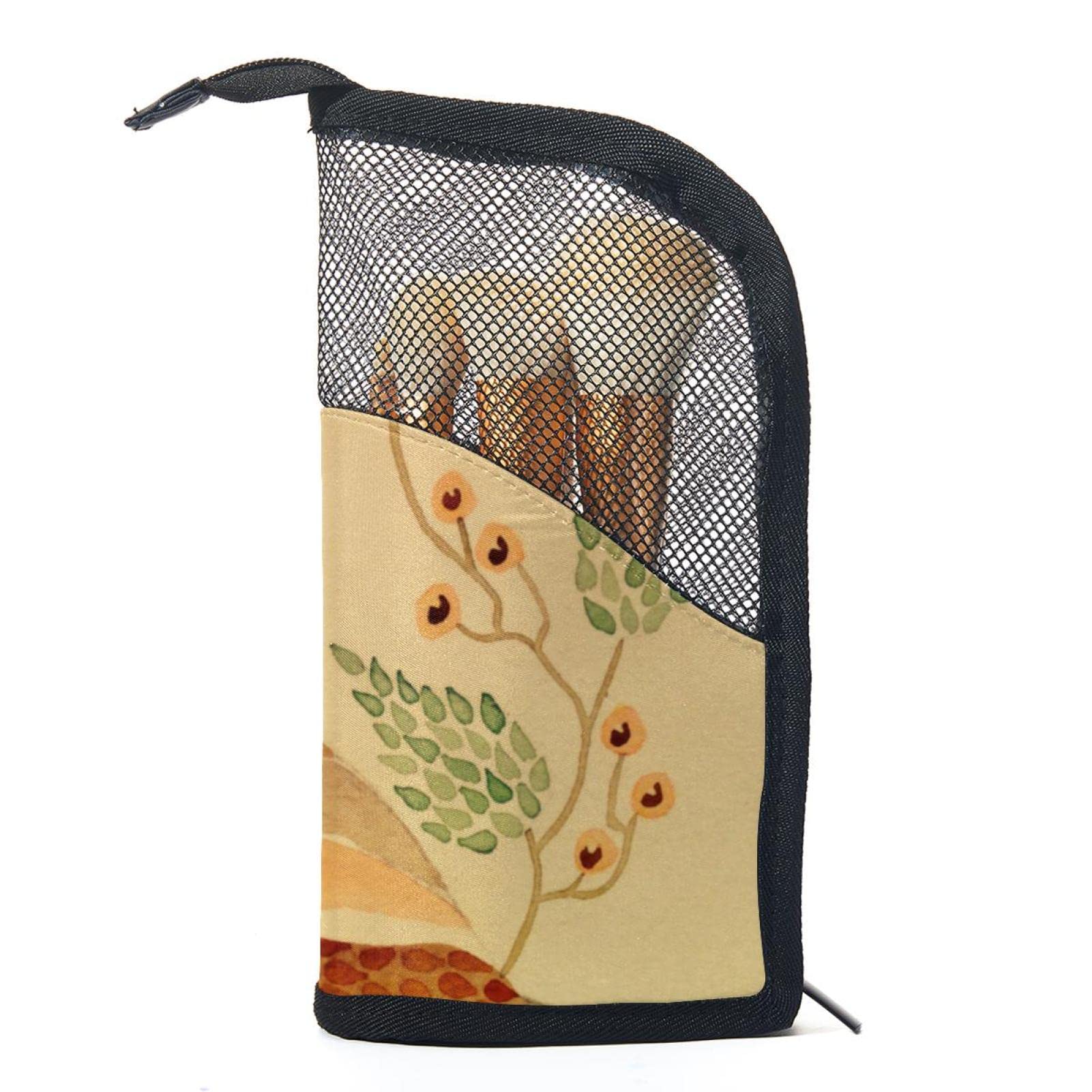 Premium 12-Piece Makeup Brush Organizer Bag with Daisy Floral Design - Portable Travel Brush Holder Case for Professional & Home Makeup Storage