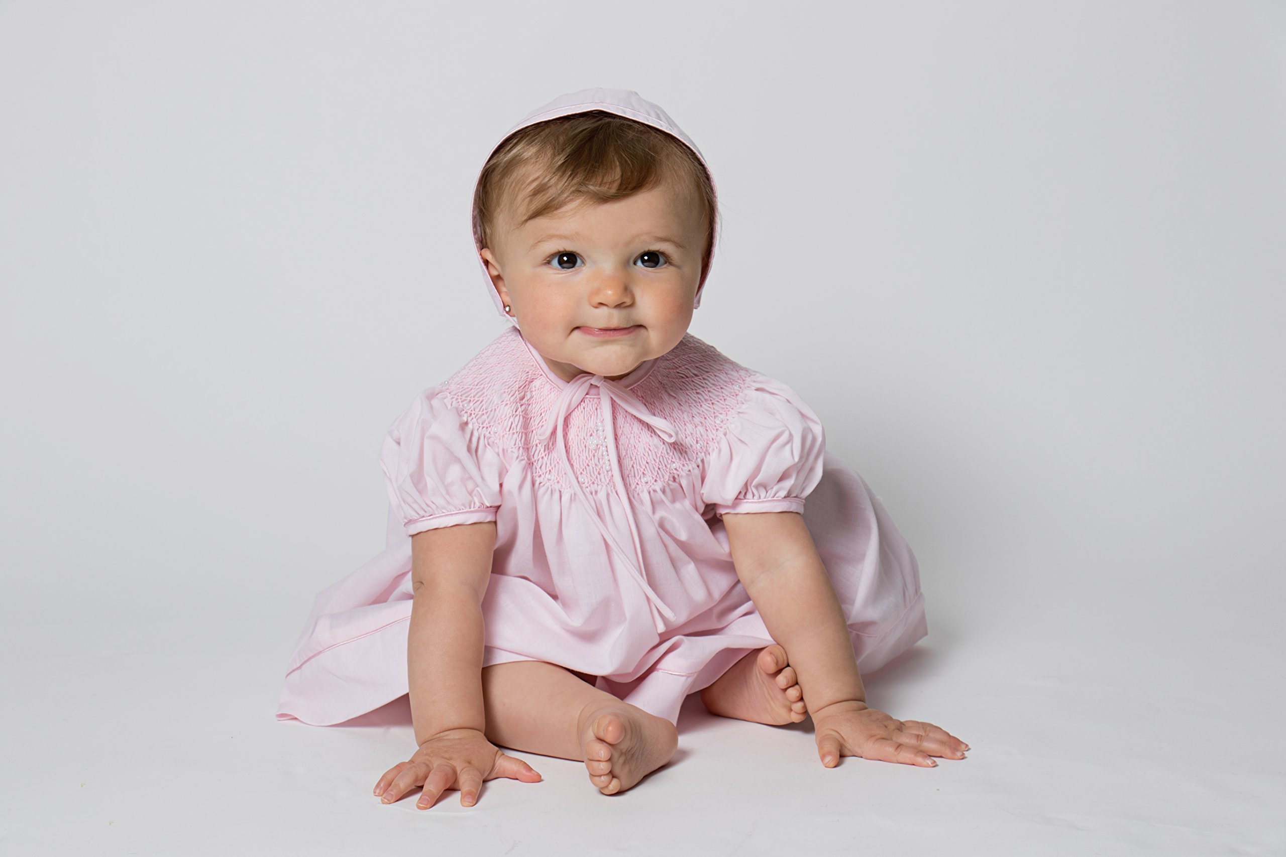Hand Smocked Baptism Dresses for Baby Girls - Pearl Cross Bishop Christening Gown with Bonnet | Perfect for Church Ceremonies, Christenings & Special Occasions