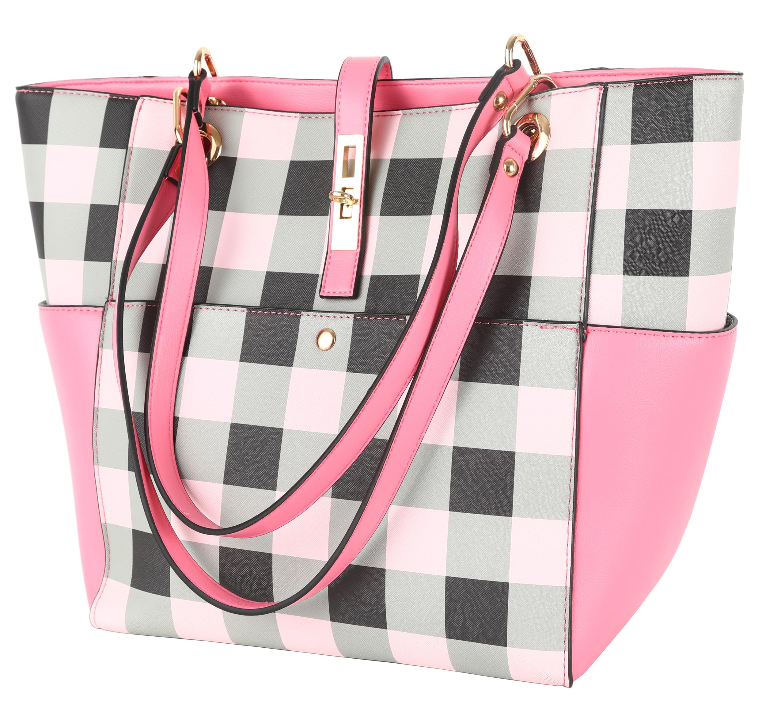 SQLP Large Tote Bag for Women - Genuine Leather Work Handbag, Spacious Purse with Crossbody Strap - Perfect for Office, Travel & Shopping (Pink)