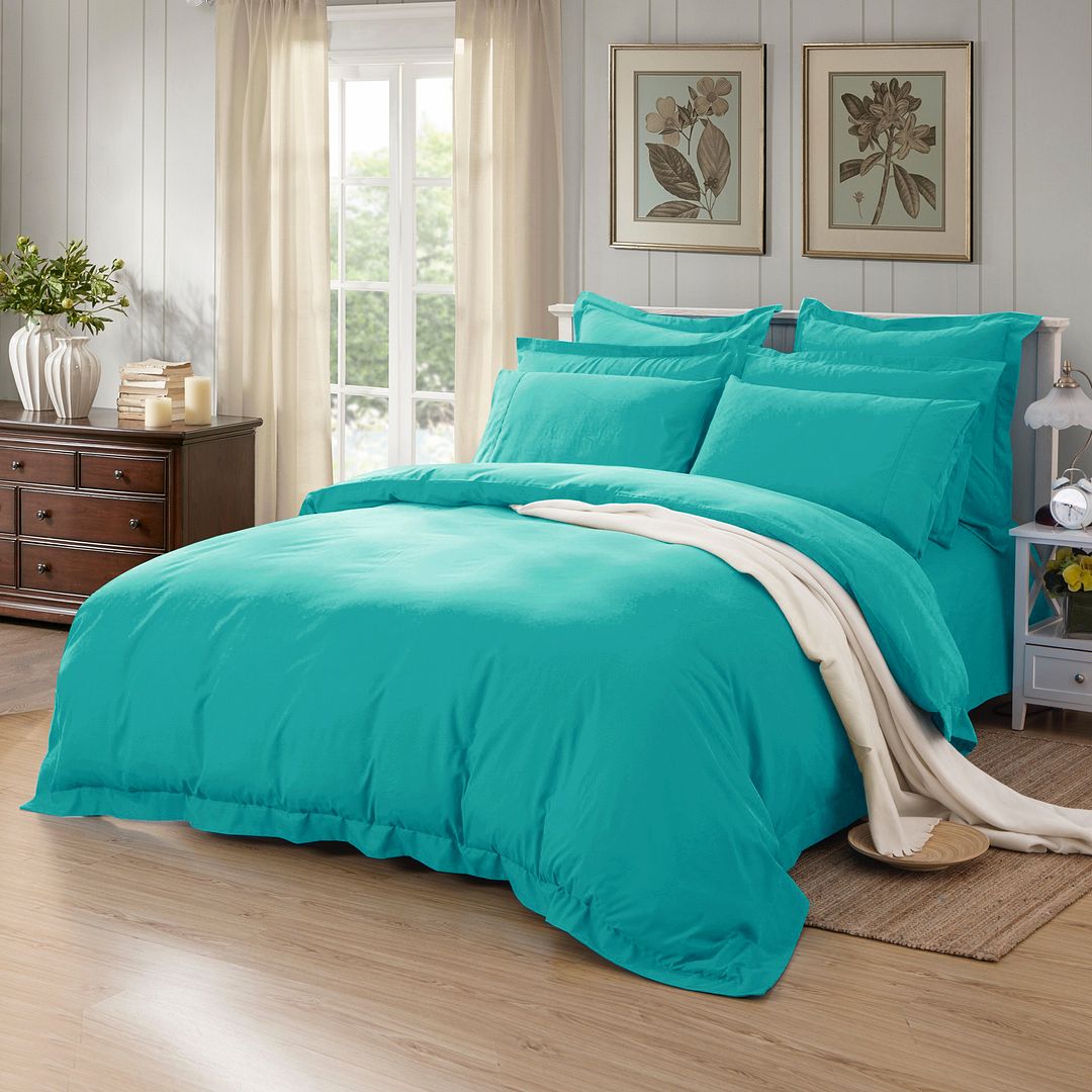 Premium 1000 Thread Count Teal Duvet Cover Set - King Size Luxury Bedding for Hotel & Home Use - Soft & Breathable Cotton for All Seasons