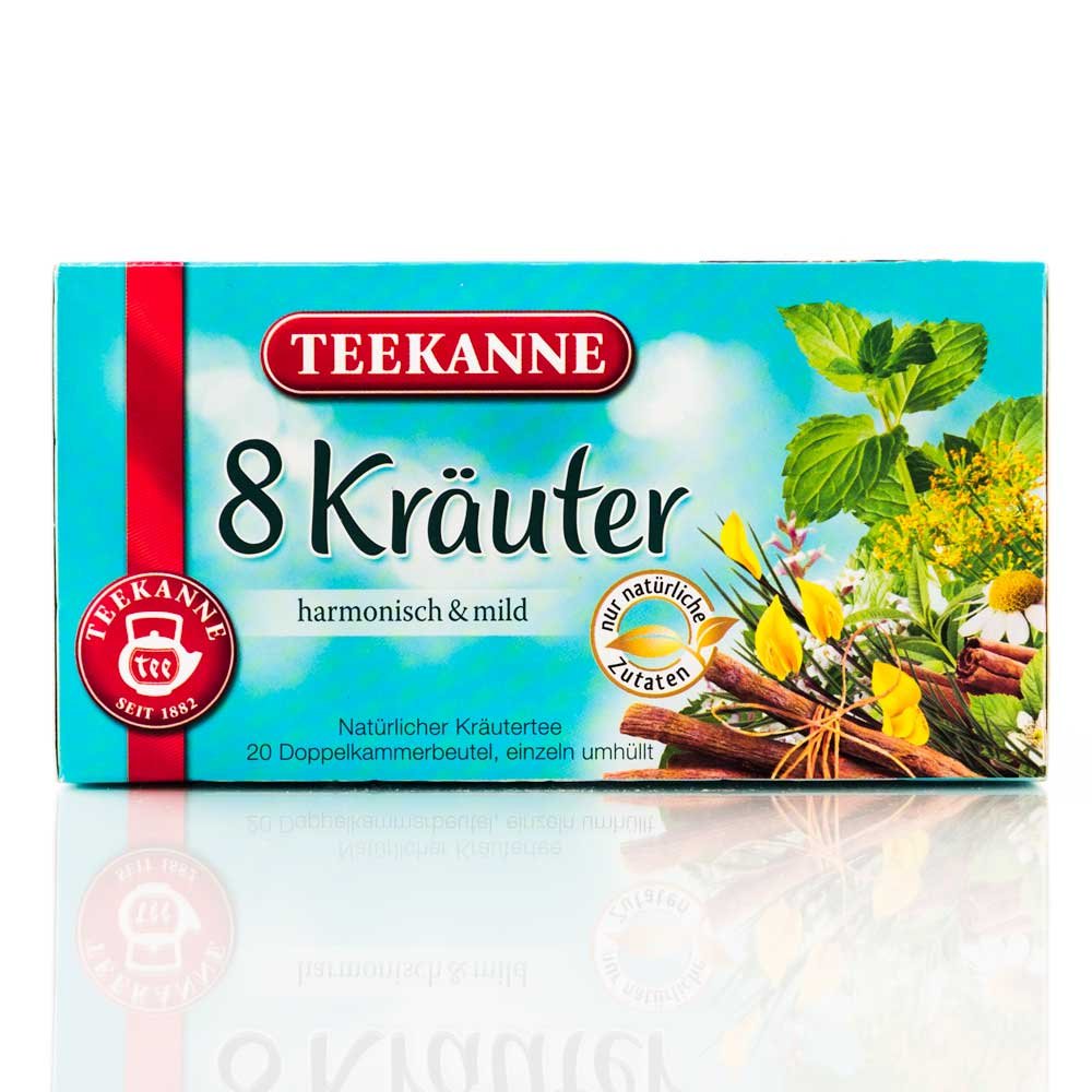 Teekanne 8 Herbs Herbal Tea - 20 Tea Bags | Caffeine-Free Relaxation Blend | Perfect for Stress Relief & Evening Relaxation