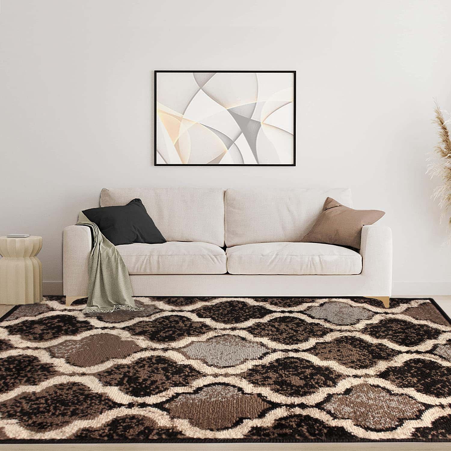 Viking Geometric Trellis Indoor Area Rug & Runner - Non-Slip Boho Chic Carpet for Living Room, Bedroom, Hallway - Perfect for Nordic Home Decor & Cozy Spaces
