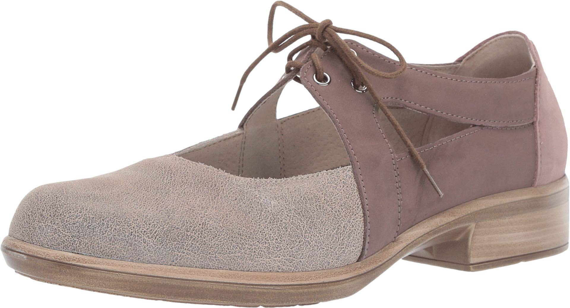 NAOT Women's Alisio Lace-up Shoes - Speckled Beige Leather/Shiitake Nubuck/Mauve Nubuck - Size 6-6.5 M US | Comfortable Walking Shoes for Women | Perfect for Travel, Work & Everyday Wear