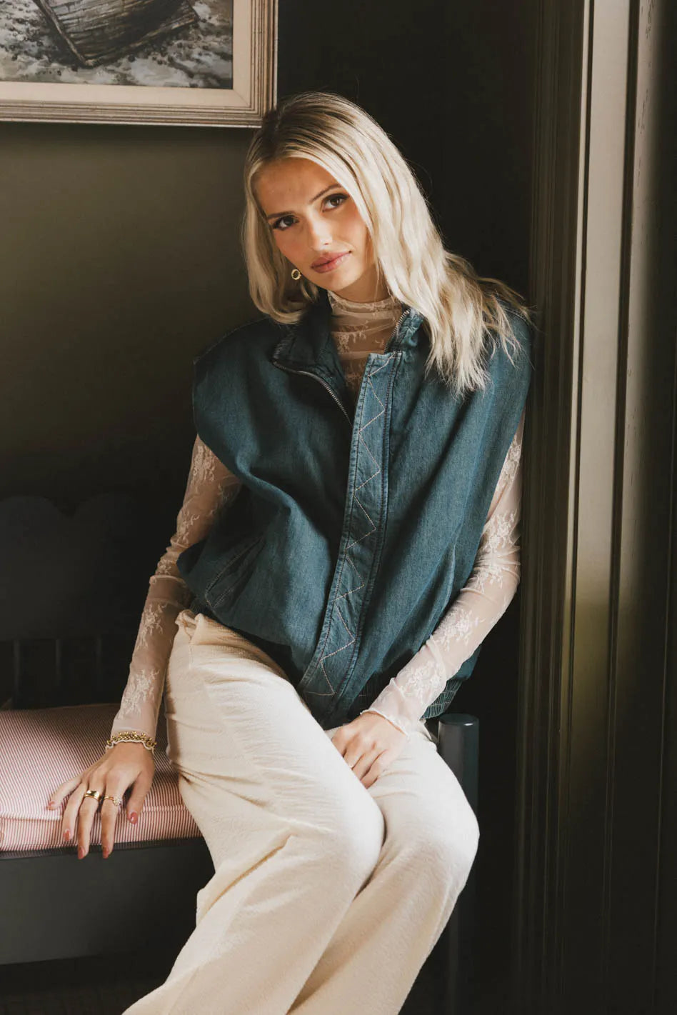 Larkin Denim Vest for Women & Men - Stylish Distressed Denim Jacket with Pockets | Perfect for Casual Outfits, Layering, and Outdoor Adventures