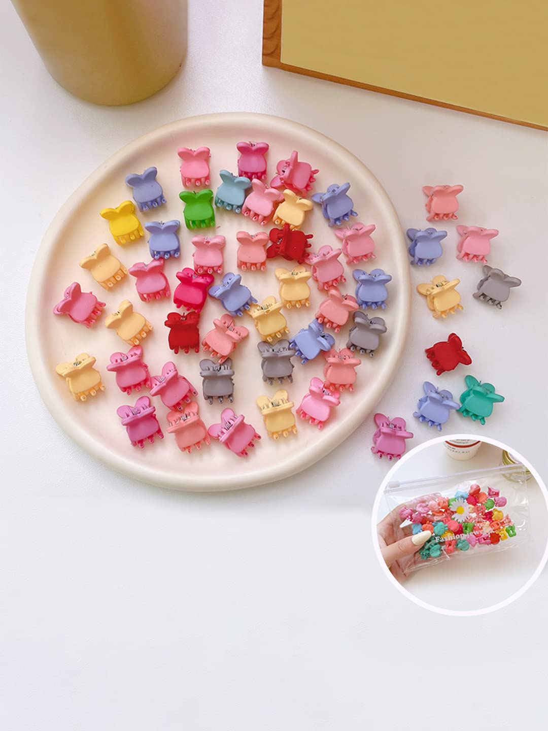 Melbees by Yellow Chimes 50-Piece Multicolor Butterfly Hair Claw Clips for Girls & Kids - Cute Hair Accessories for School, Parties & Everyday Use