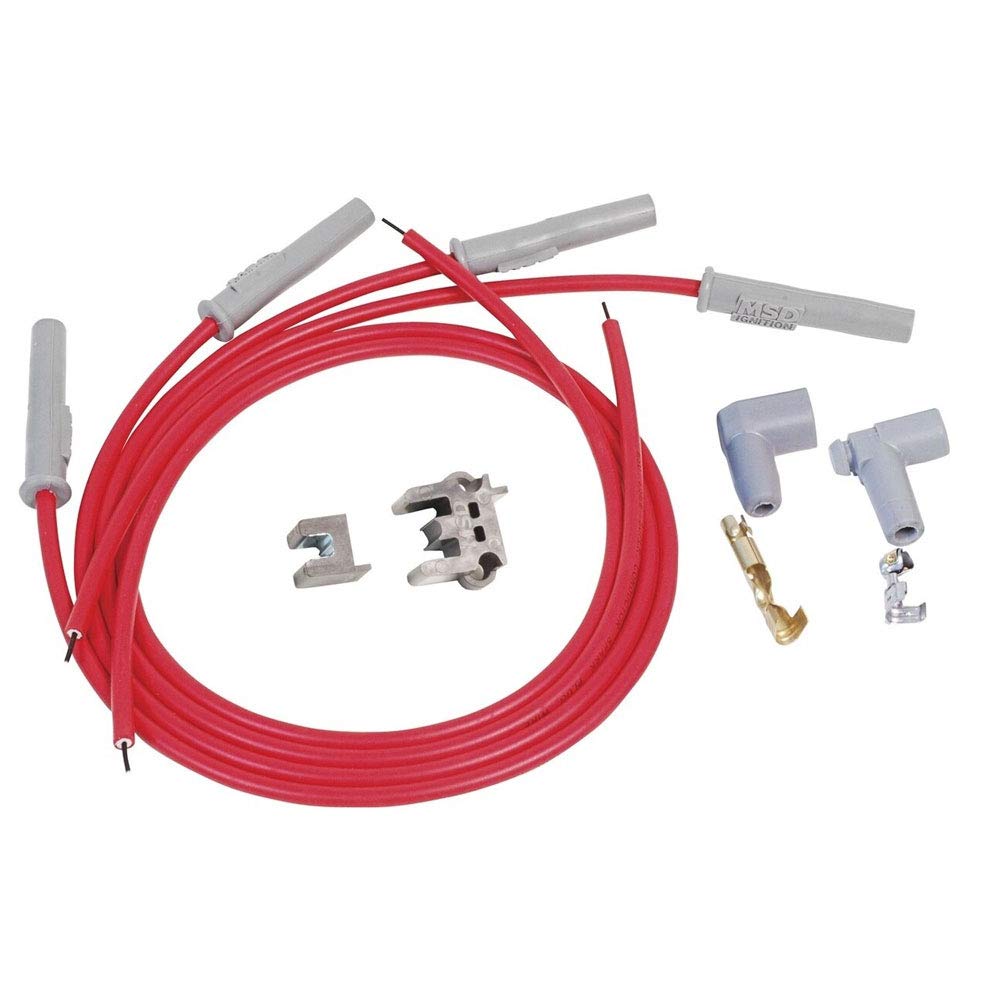 MSD 31159 Super Conductor Spark Plug Wire Set for 4 Cylinder Engines - Multi-Angle Plug, Socket & HEI Compatible - High Performance Ignition Upgrade for Cars, Trucks & Racing Vehicles