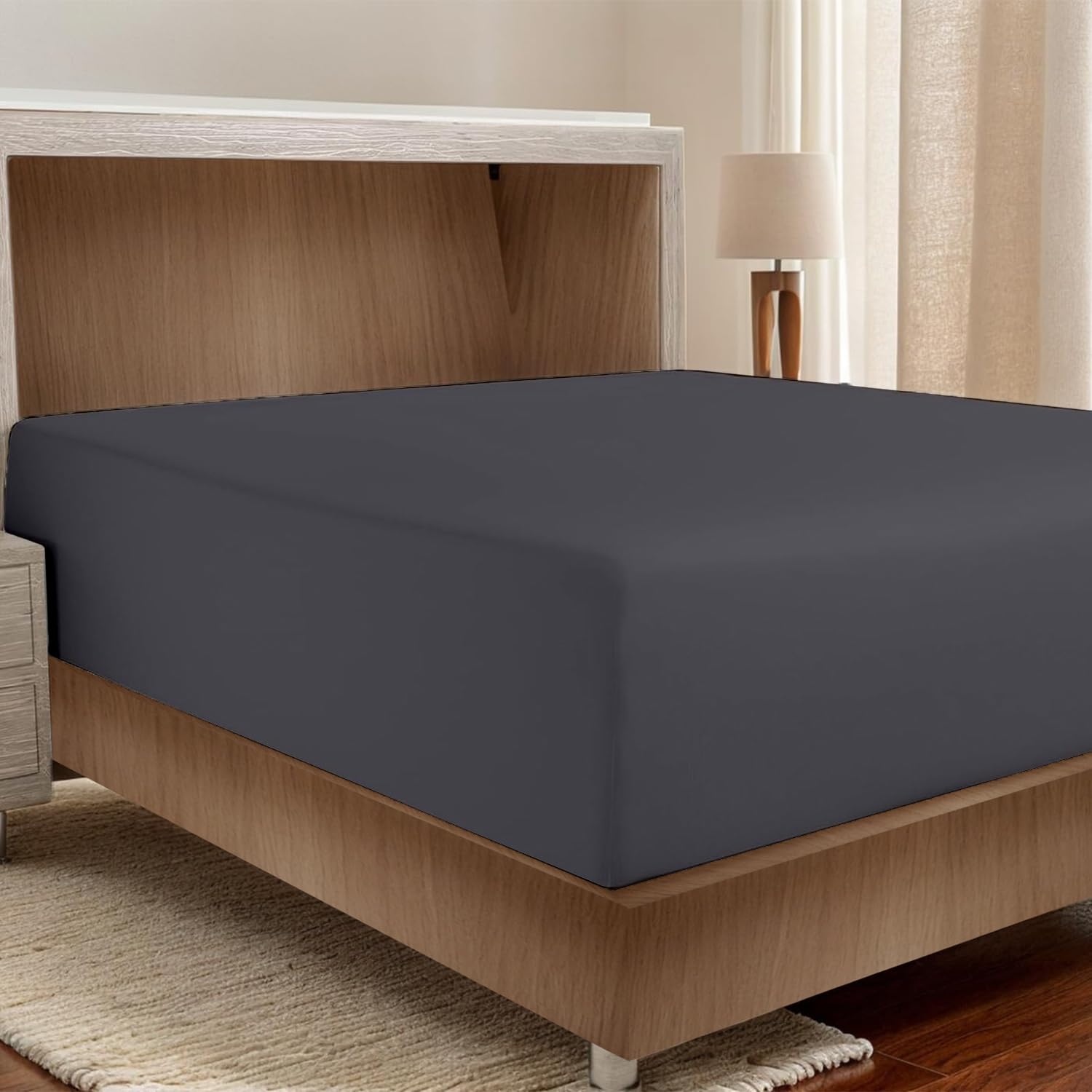 Luxury 100% Egyptian Cotton King Size Fitted Sheet - 1000 Thread Count, Deep Pocket (Up to 17
