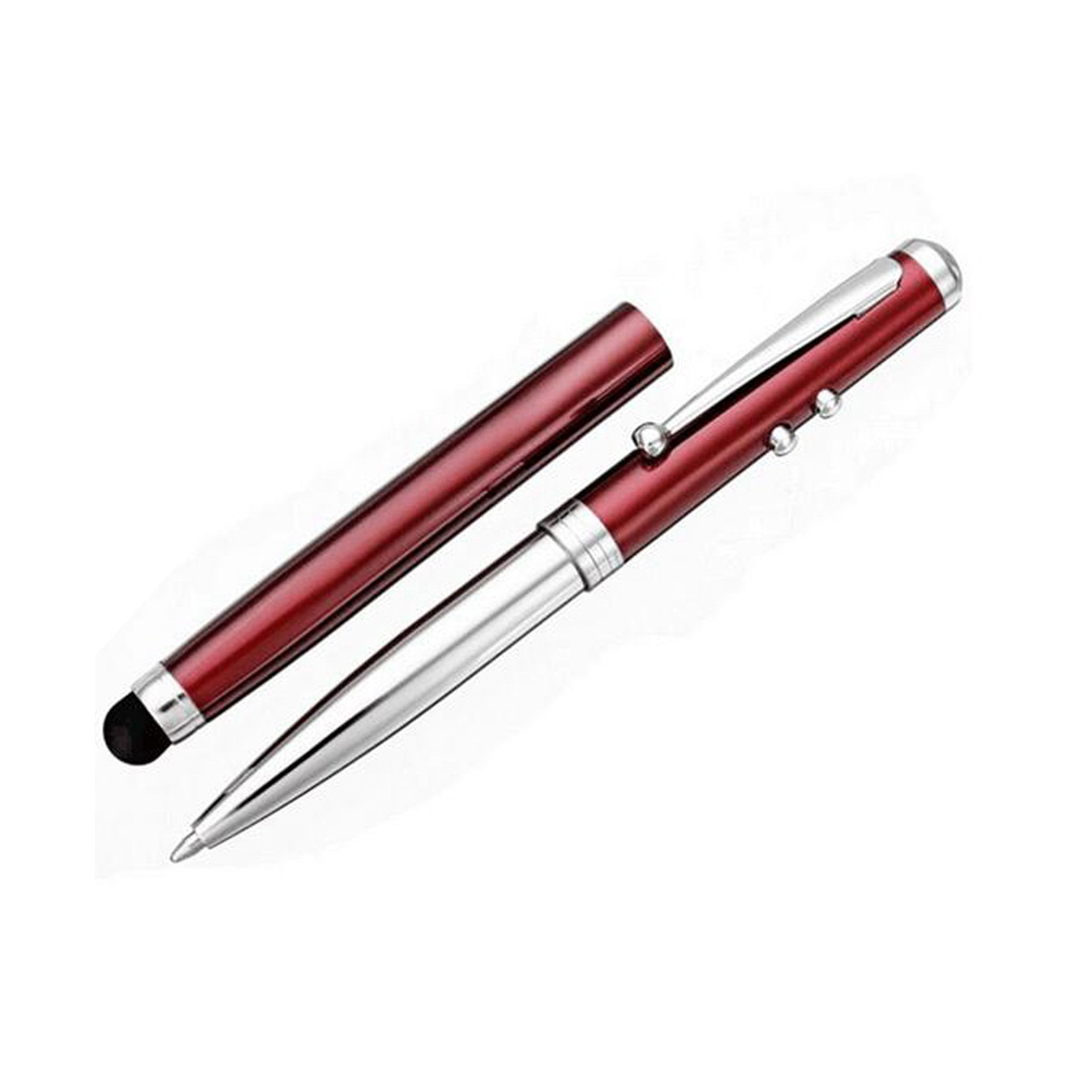 COOMAX 4-in-1 Stylus Pen with Red Laser Pointer, White LED Flashlight, Touch Screen Stylus & Ballpoint Pen - Blue/Red | Perfect for Presentations, Teaching, Meetings & Note-Taking