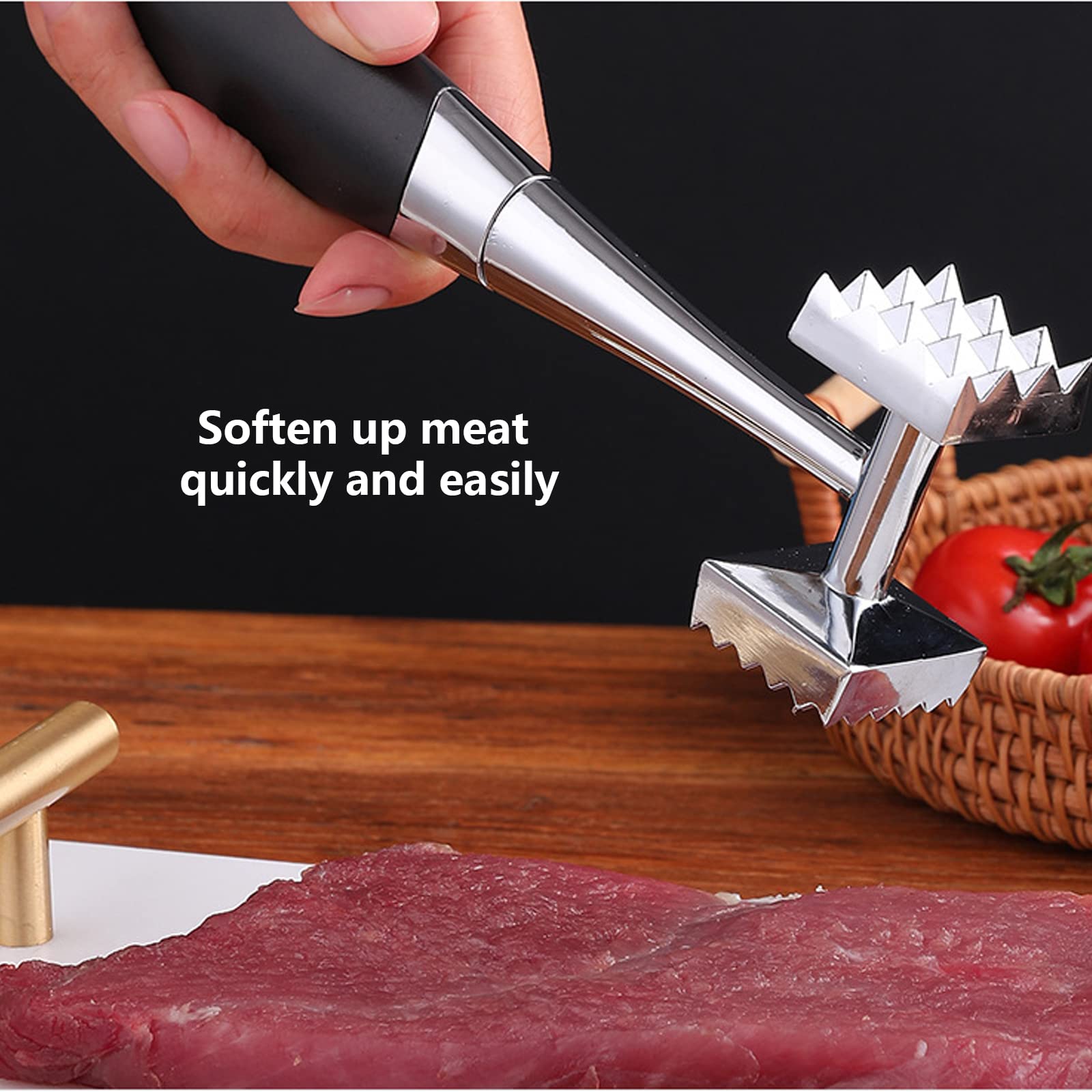Premium Meat Tenderizer Hammer - Heavy Duty Double-Sided Mallet with Ergonomic Non-Slip Grip for Steak, Chicken, Pork & Fish | Perfect for Grilling, BBQ & Home Kitchen Cooking