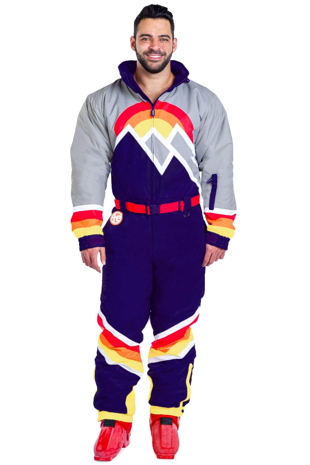 Retro Men's Ski Suits - Bright & Warm Winter Snowsuits for Skiing & Snowboarding - One-Piece Snowsuit for Cold Weather Activities