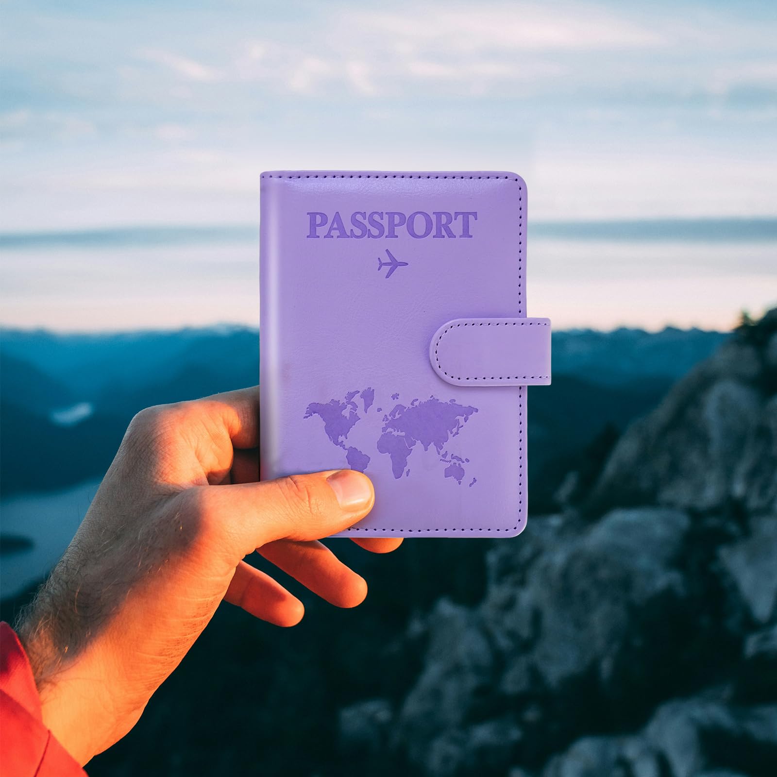 Premium RFID Blocking Passport Holder with Card Slots - Travel Wallet for Women & Men - Secure Passport Cover Case for International Trips - Perfect Travel Accessory for Airports & Vacations (Buckle, Purple)