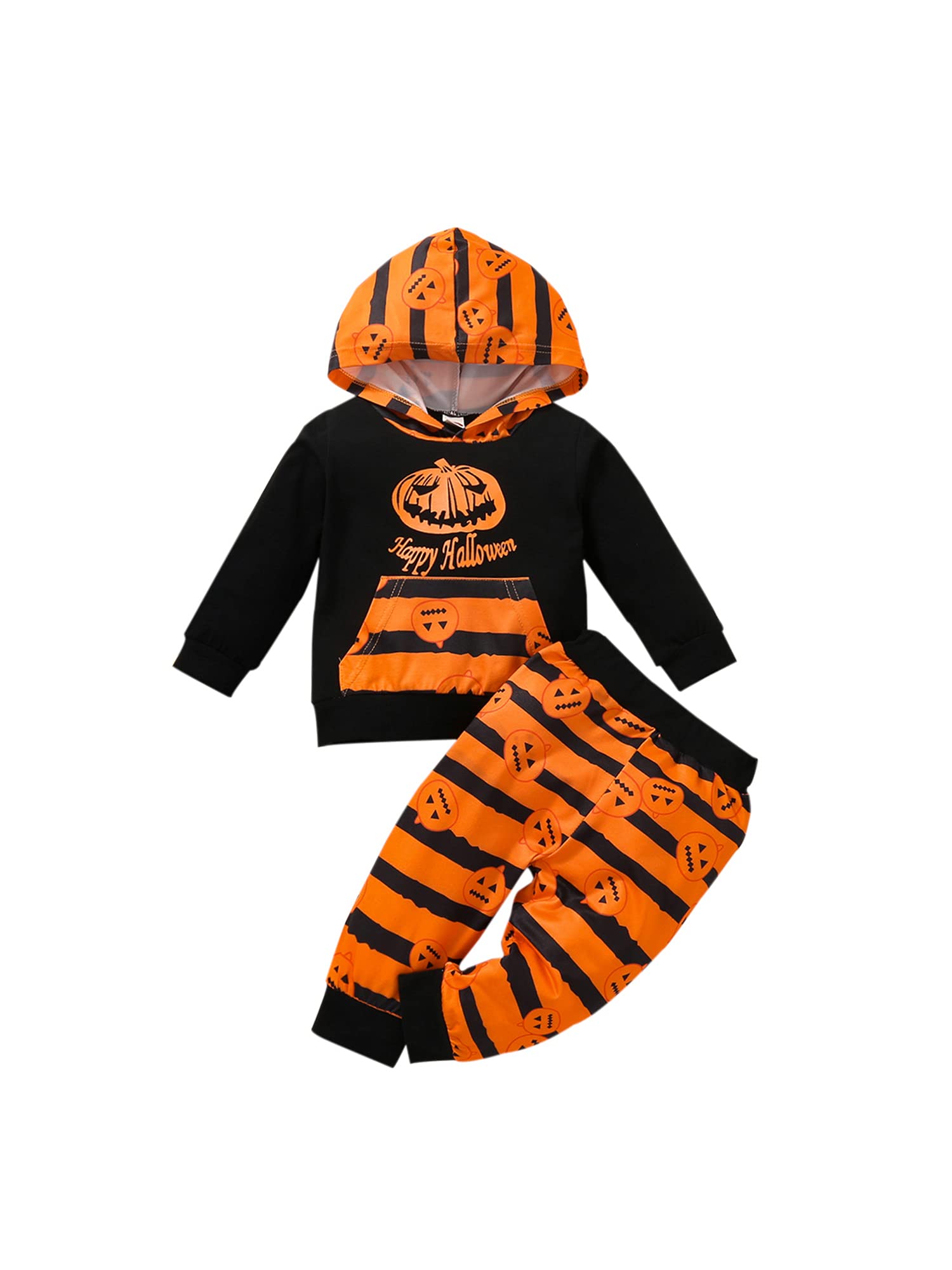 Baby Boy Pumpkin Outfits - Long Sleeve Hoodie & Pants Set for Toddlers | Fall Photo Shoots, Halloween Costume, Autumn Family Matching Outfits