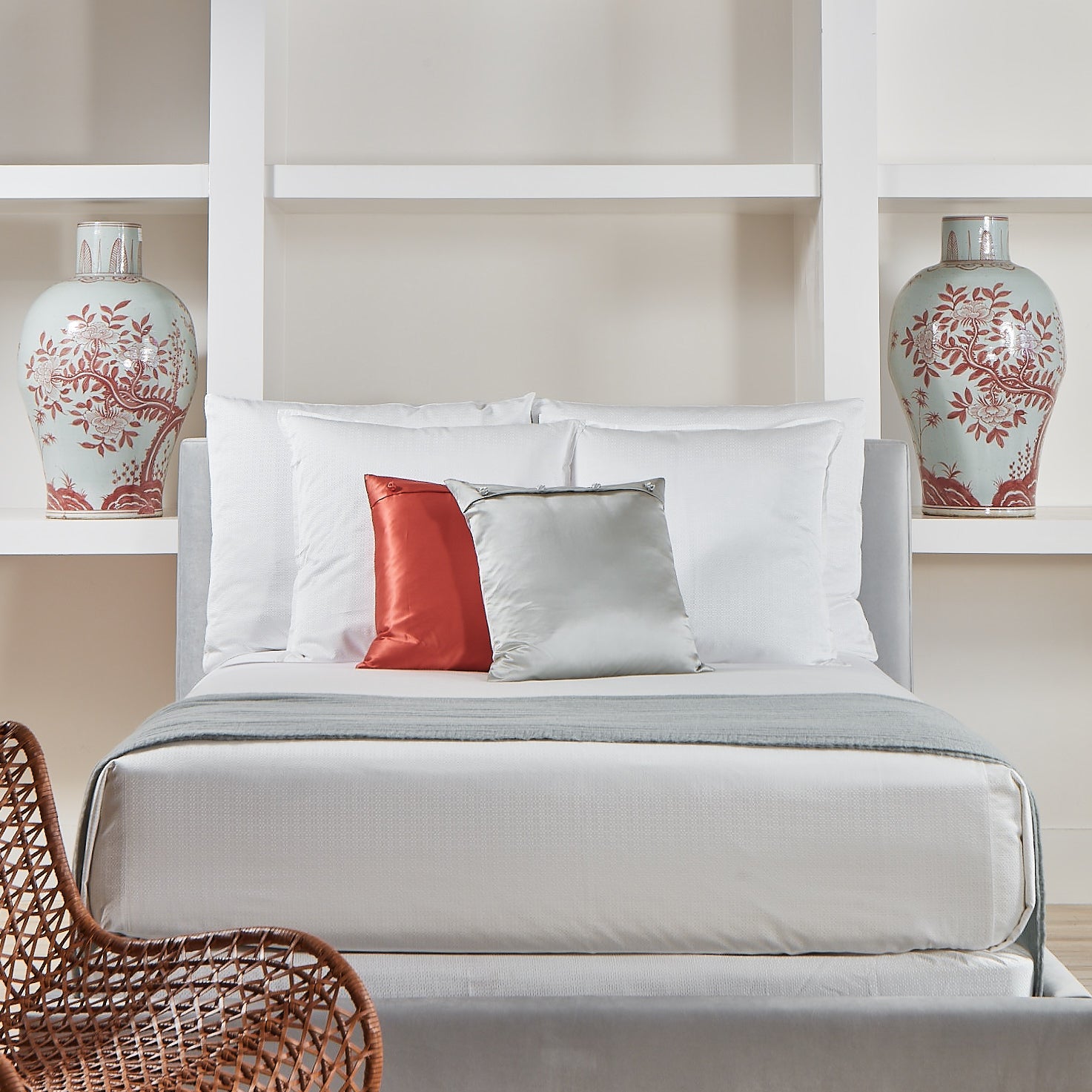 Luxury Charmeuse Pillow Sham with Elegant French Knots - Perfect for Master Bedroom & Guest Room Decor