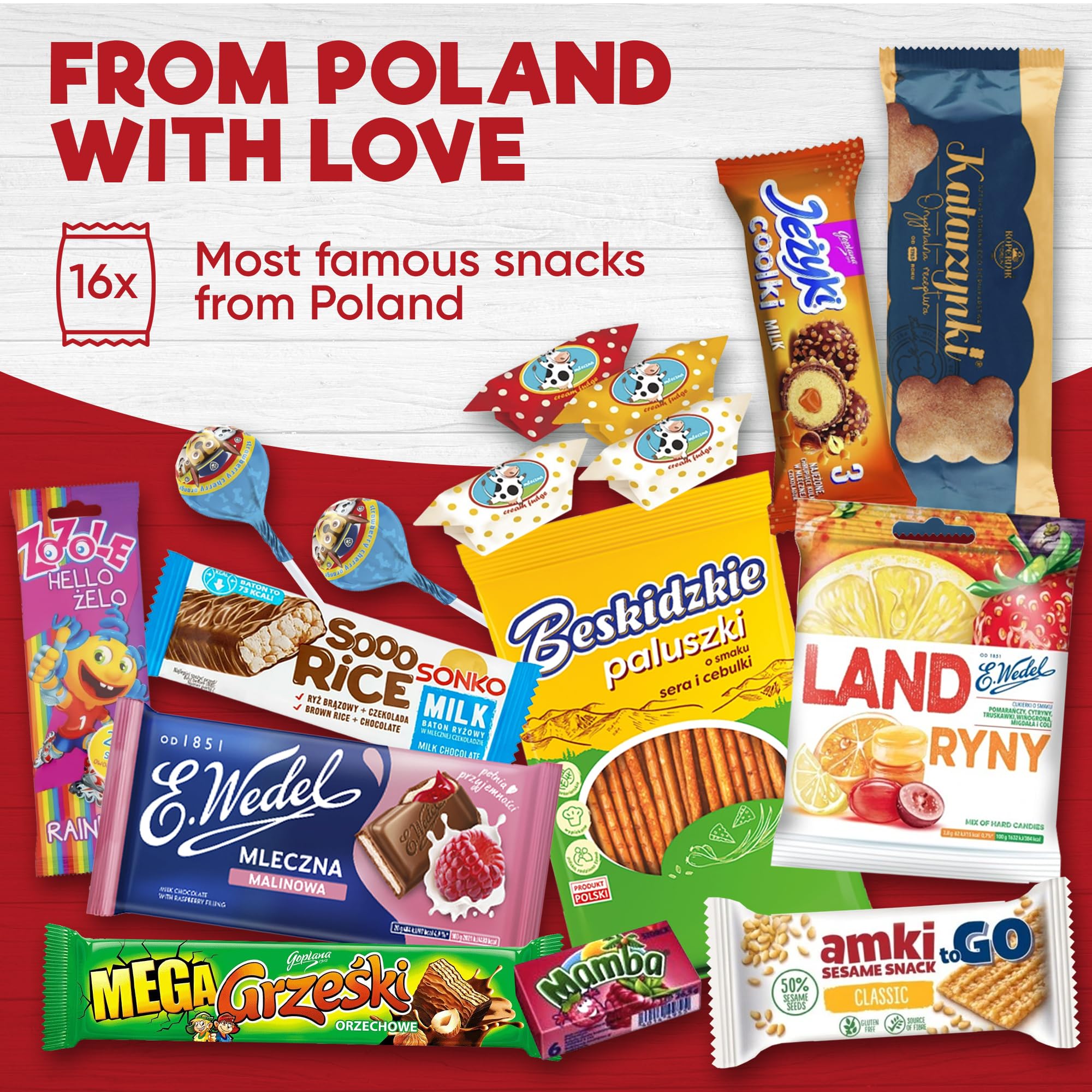 Authentic Polish Candy Snack Box - 15 Traditional Polish Treats with Chocolate, Wafers, Sesame Snacks & Cookies | Best Gift from Poland for Holidays, Birthdays & Cultural Food Lovers