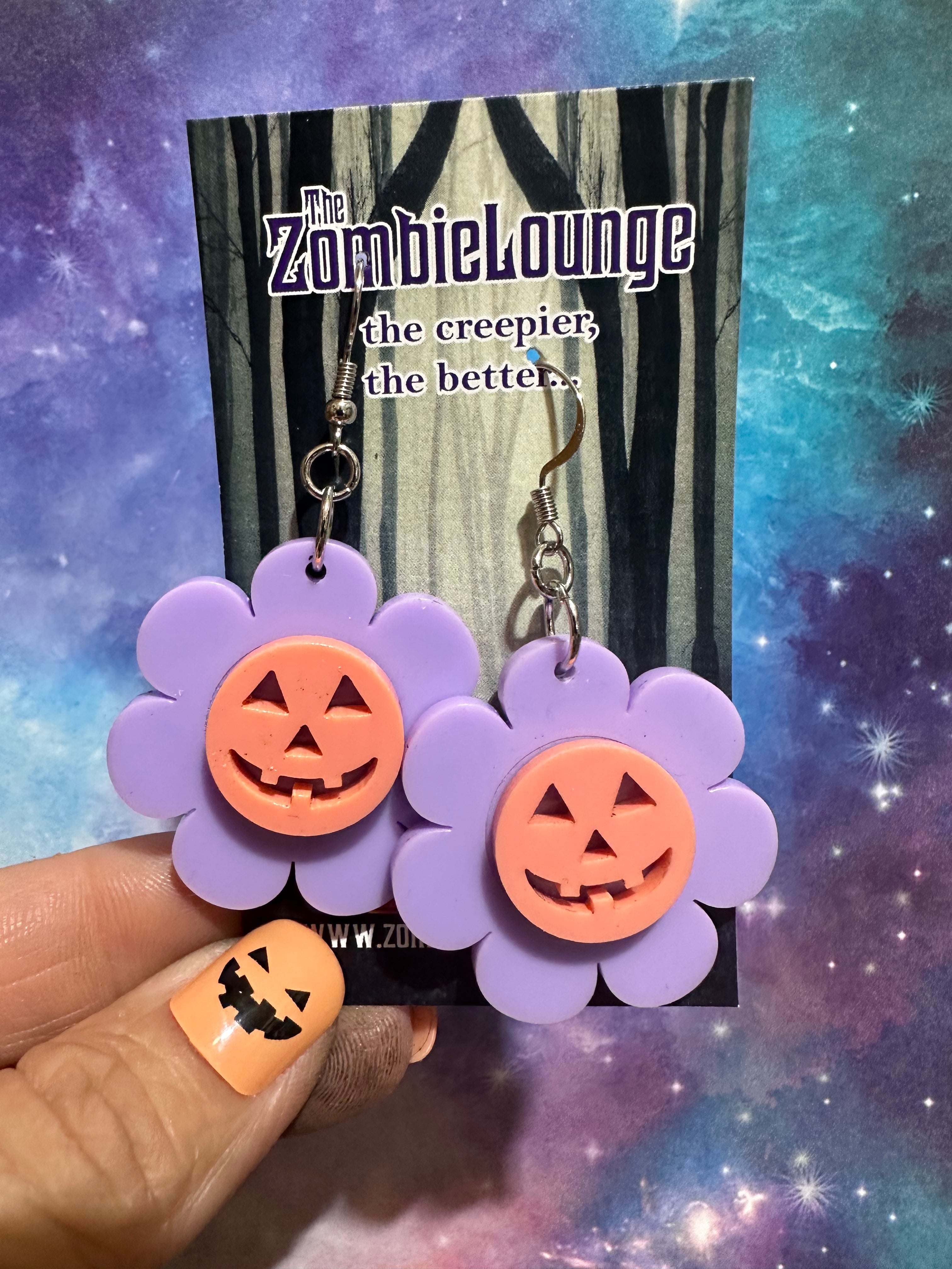 Pumpkin Daisy Earrings for Women - Cute Floral Dangle Earrings for Fall, Halloween, Thanksgiving - Gold Plated Pumpkin Flower Jewelry Gift for Her - Perfect for Parties, Holidays & Everyday Wear