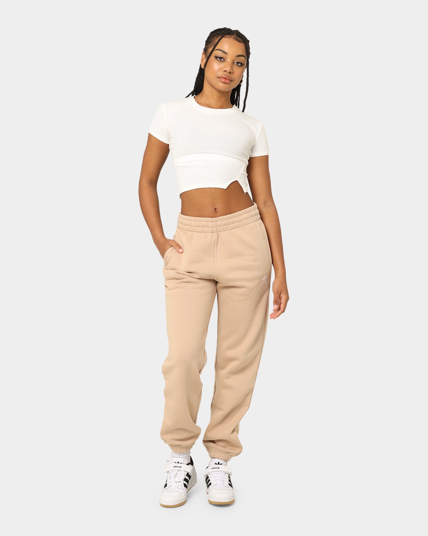 Adidas Women's Adicolour Essentials Fleece Sweatpants - Magic Beige | Soft Comfortable Lounge Pants for Yoga, Running & Casual Wear