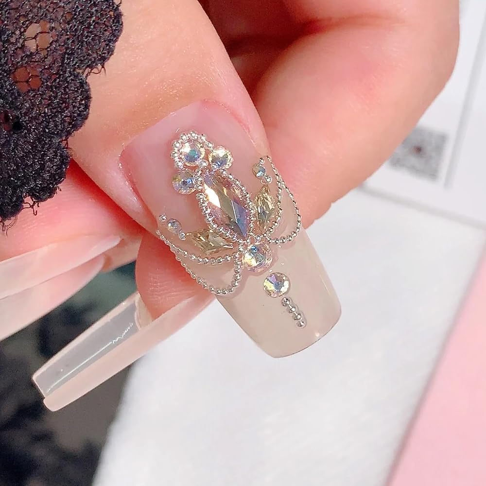 2 Boxes 3D Nail Beads Kit with Magnetic Picker Tool - Gold & Silver Metal Caviar Beads, Nail Charms, Gems, Studs for Professional Nail Art Design - Perfect for Salon, DIY Manicures & Nail Decoration