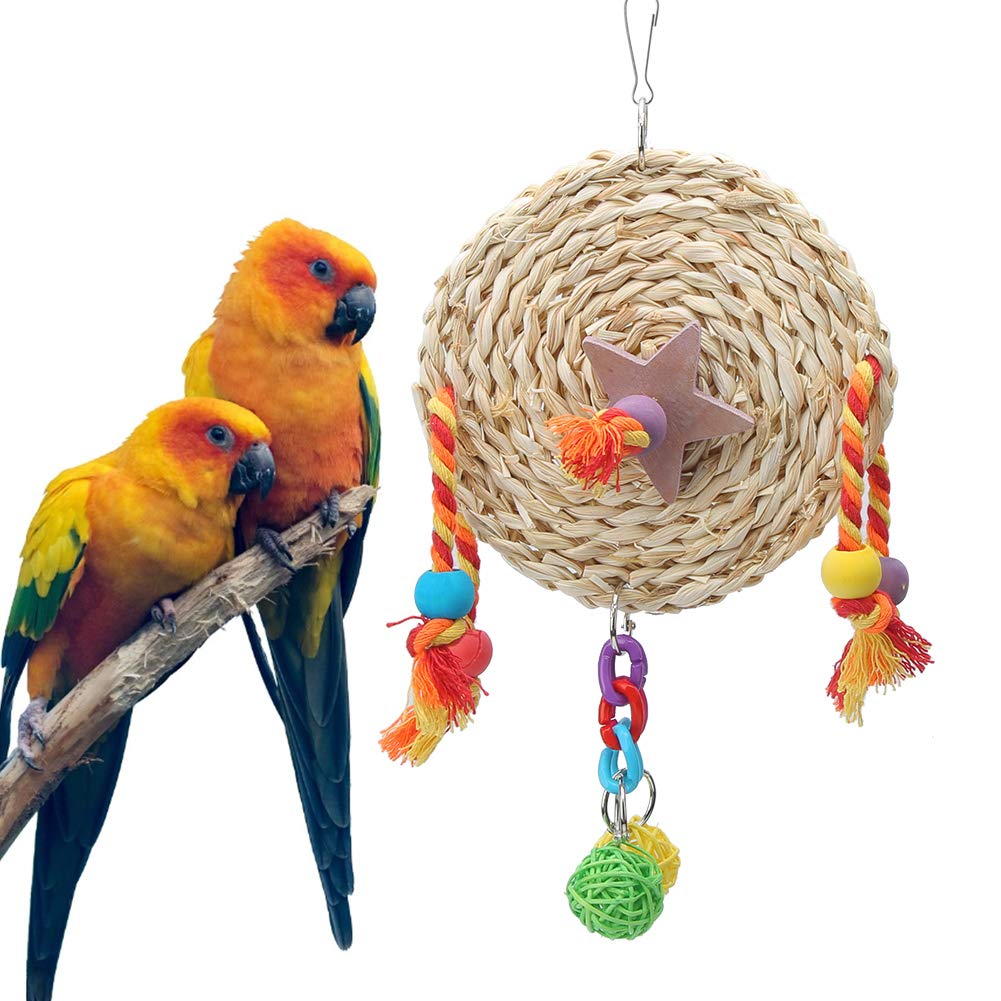 Wosume Bright Parrot Toy - Non-Toxic Eco-Friendly Bird Chewing & Swing Toy for Small Birds - Perfect Cage Accessory for Parakeets, Cockatiels & Lovebirds - Stimulates Natural Chewing Instincts & Playtime Activities