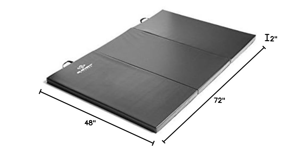 4' X 6' Black Tri-fold Exercise Mat for Yoga, Pilates & Home Workouts - Non-Slip Fitness Mat for Gym, Studio & Indoor Training