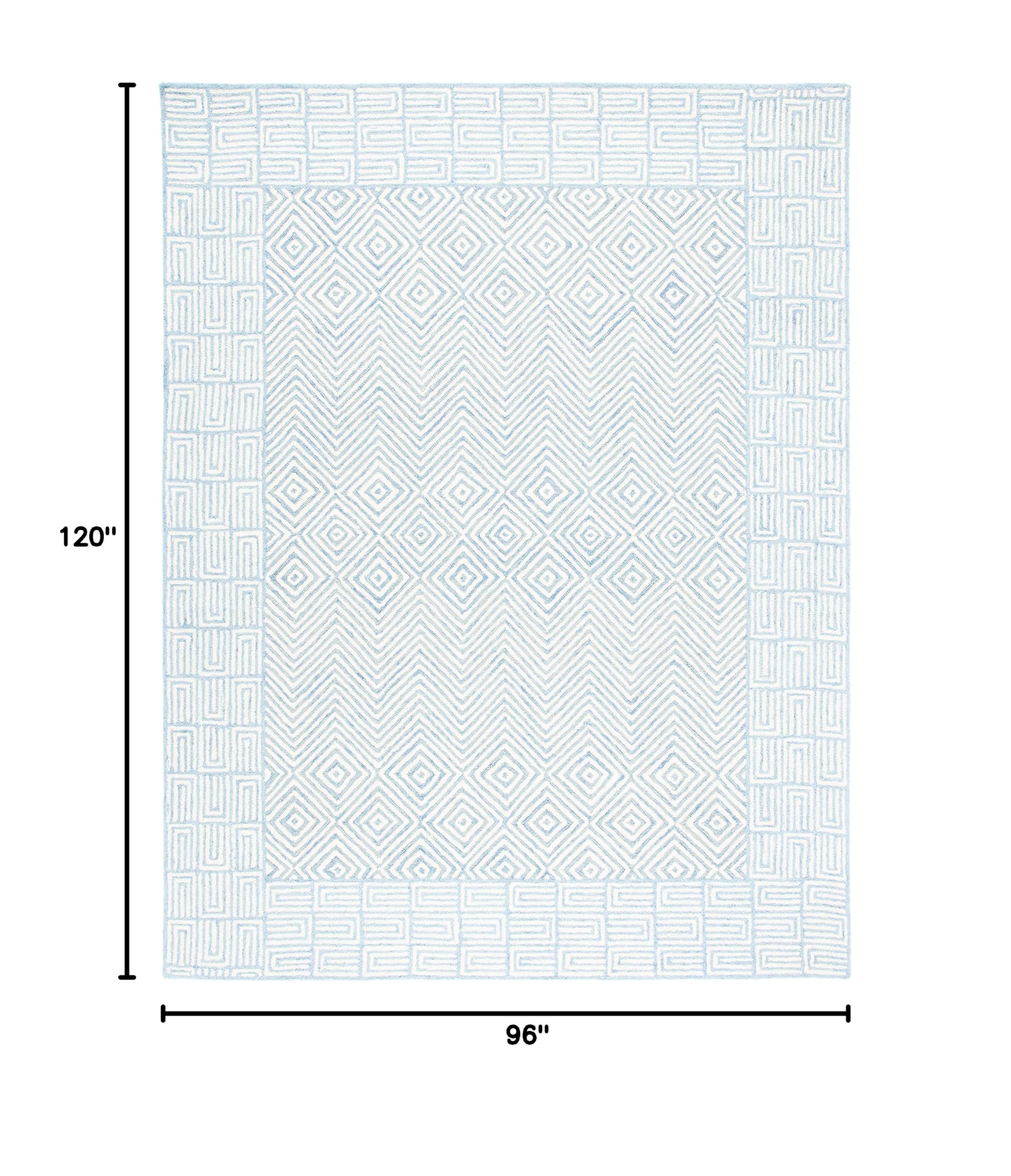 SAFAVIEH Roslyn Collection 8' x 10' Handmade Wool Area Rug - Light Blue & Ivory, Non-Slip & Durable for High Traffic Areas | Perfect for Living Room, Bedroom, Office & Home Decor (ROS353M)