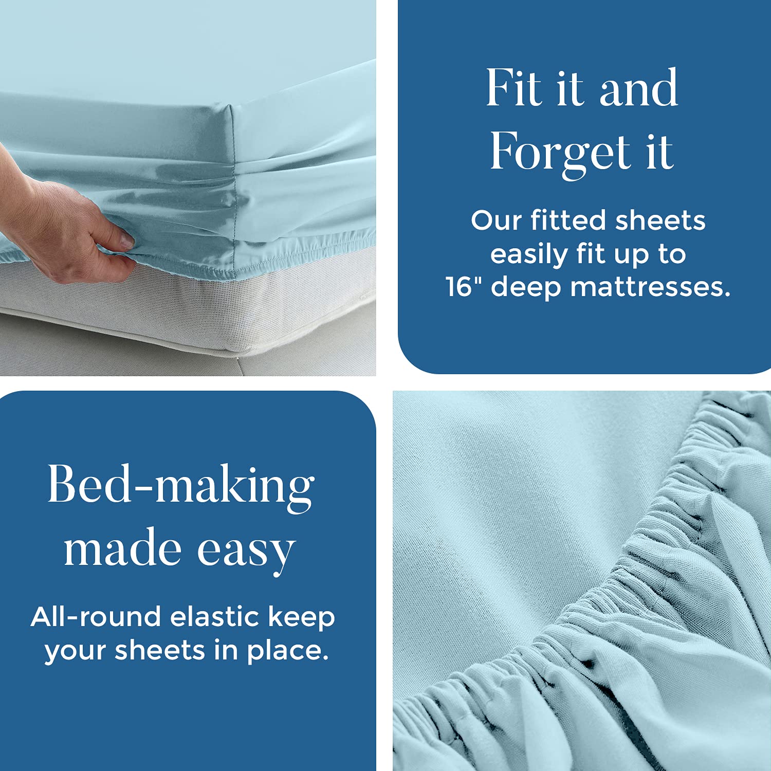 **DAN RIVER California King Jersey Sheet Set - 100% Cotton Luxury Bed Sheets | Ultra Soft & Breathable T-Shirt Material | All Season Comfort | Deep Pocket Fitted Sheet (4Pc, Cal King, Light Blue) - Perfect for Cozy Nights & Guest Bedrooms**