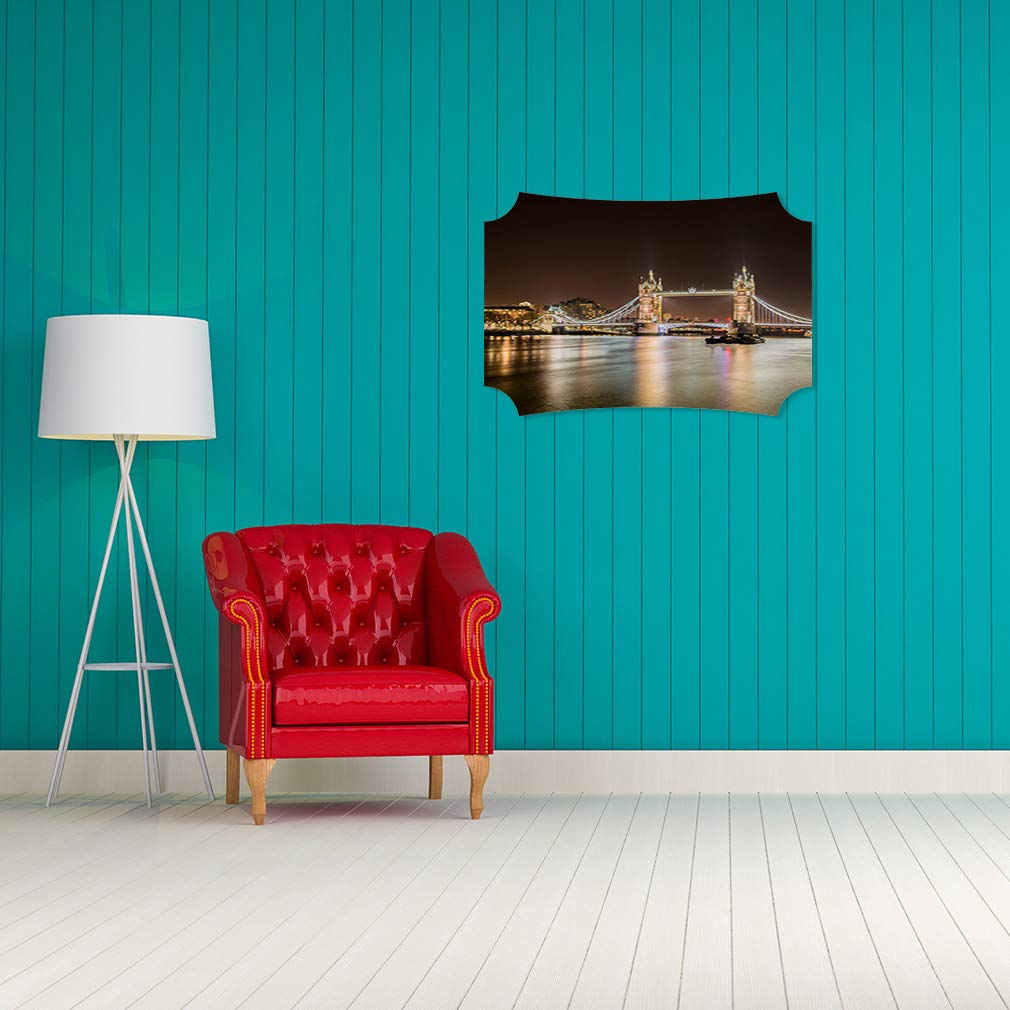 London Tower Bridge Night Art Print - Horizontal Wall Decor Picture Frame 12x8 Inches for Living Room, Bedroom & Office