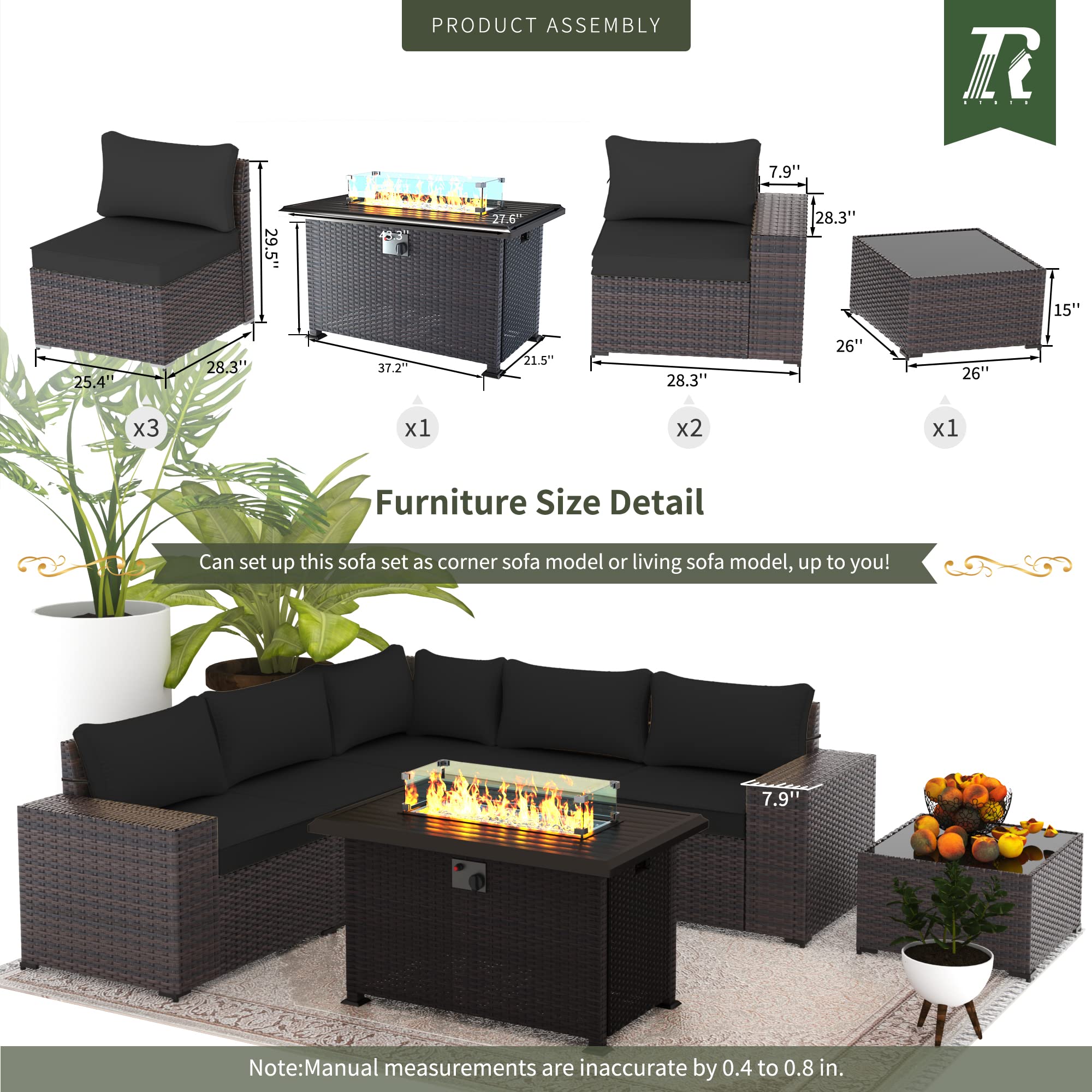 7-Piece Outdoor Patio Furniture Set with 43