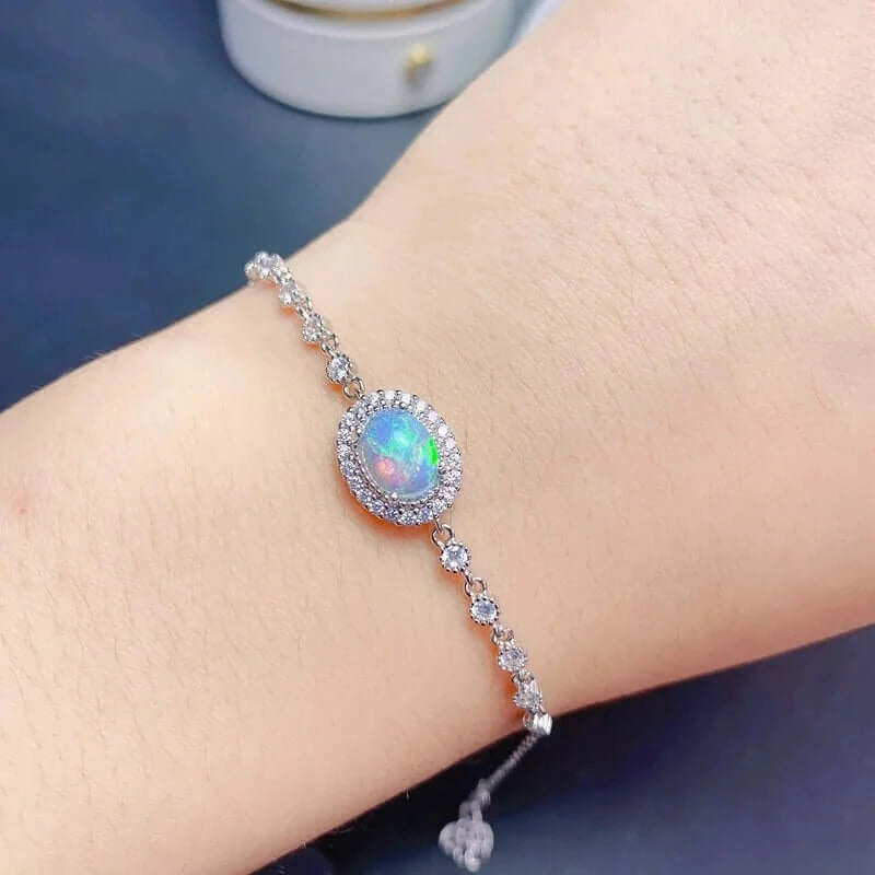 18K Platinum Rose Gold Opal Charm Libra Zodiac Bracelet for Women - Elegant Birthstone Jewelry Gift for Birthday, Anniversary & Special Occasions | Perfect for Daily Wear, Parties & Gifts