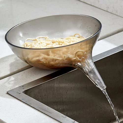 ZJING 32oz Multifunctional Kitchen Colander Strainer - Durable Vegetable Fruit Meat Noodle Washing Basket & Salad Drain Bowl for Soaking, Mixing, Draining - Perfect for Meal Prep, Cooking & Healthy Eating (Gray)