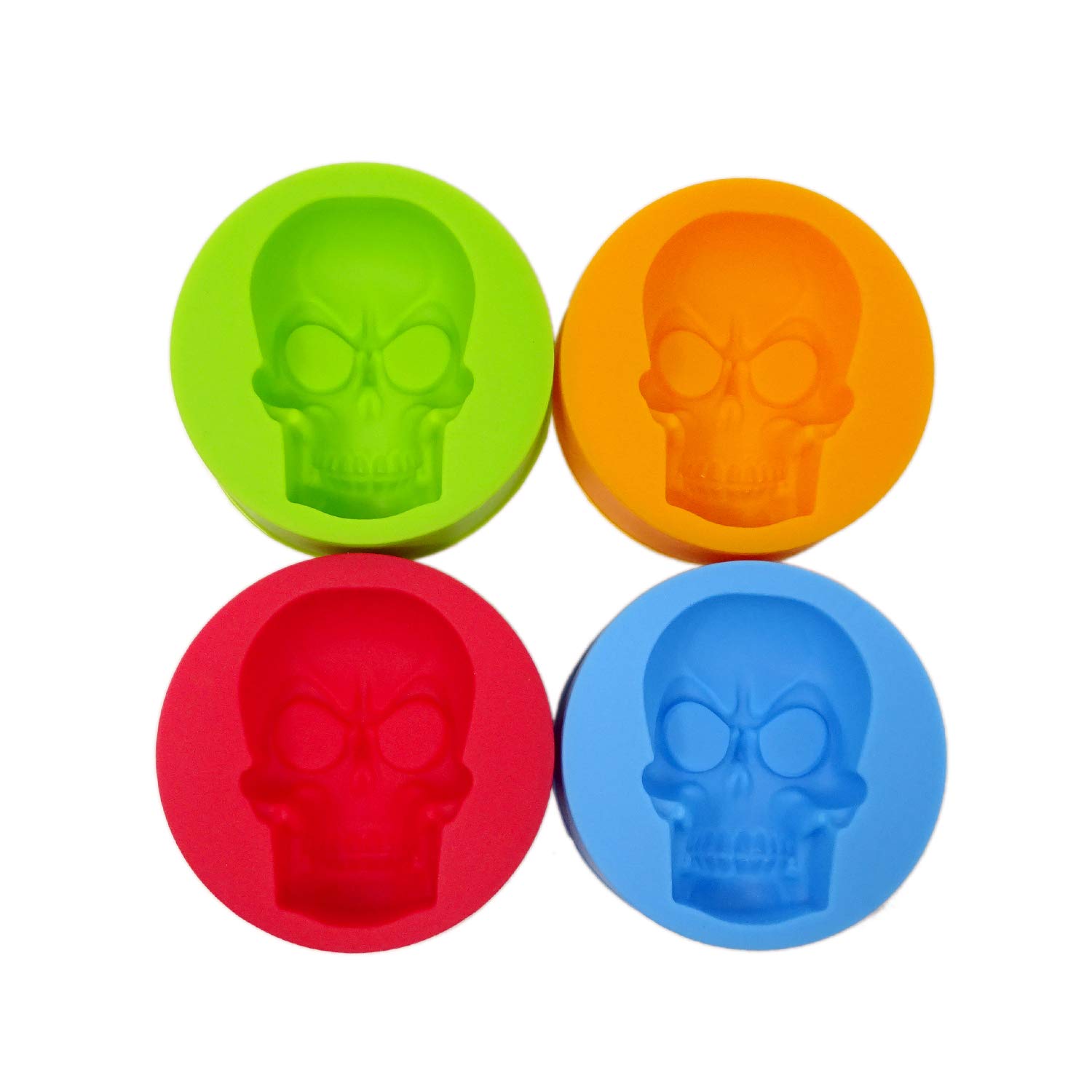 Honbay 4PCS Halloween Skull Head Silicone Molds Set - Chocolate Candy, Fondant, Baking, Ice Cube & Clay Molds for Cake Decorating, Handmade Soap, Pudding & Jelly - Perfect for DIY Crafts & Holiday Baking