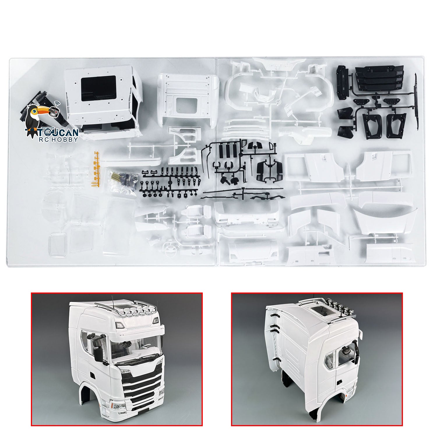 1/14 Scale 770S Plastic Cabin Kit for RC Tractor Truck - Unpainted Openable Shell - Remote Control Dumper Car Spare Parts - Perfect for RC Model Building, DIY Projects & Truck Simulation Scenes
