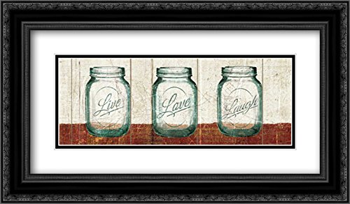 Wild Apple Portfolio 18x12 Black Ornate Framed Double Matted Museum Art Print - Flea Market Mason Jars Panel II Wall Decor for Living Room, Bedroom & Office