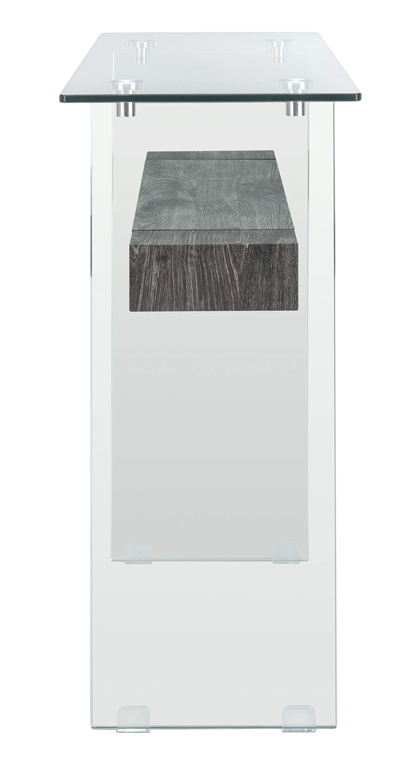 Safavieh Kayley Modern Glass & Black Oak Console Table - Elegant Entryway, Living Room, or Hallway Furniture for Stylish Home Decor
