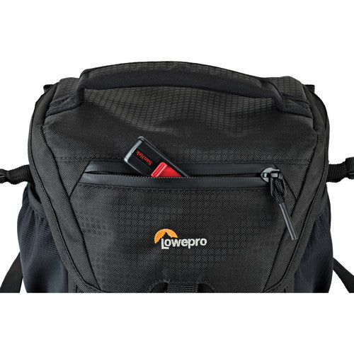 Lowepro Nova 140 AW II DSLR Camera Shoulder Bag - Waterproof Black Camera Case for Photographers - Perfect for Travel, Hiking & Outdoor Photography