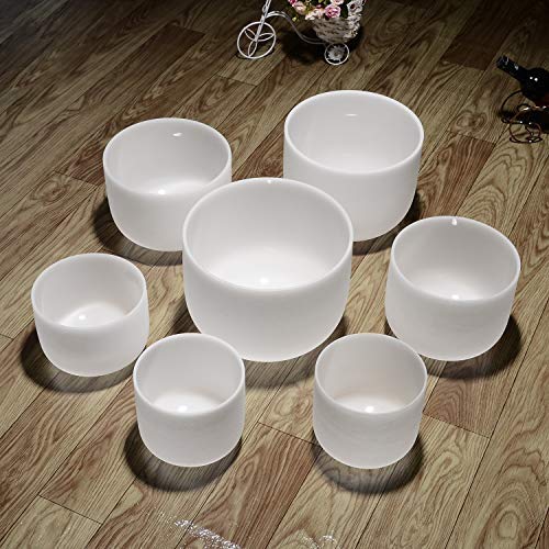 TOPFUND 7-Piece 432Hz Chakra Crystal Singing Bowl Set (6-10 Inches) with Heavy Duty Carrying Case & Mallets - Perfect for Sound Healing, Meditation, Yoga and Energy Balancing Therapy