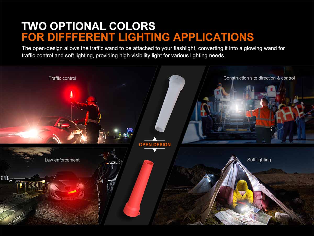 Fenix AOT 04 Soft Silicone Flexible Traffic Wand - High Visibility Safety Baton for Night Road Work, Emergency Signaling & Traffic Control (Orange/Green) - Perfect for Construction Workers, Police Officers & Roadside Assistance