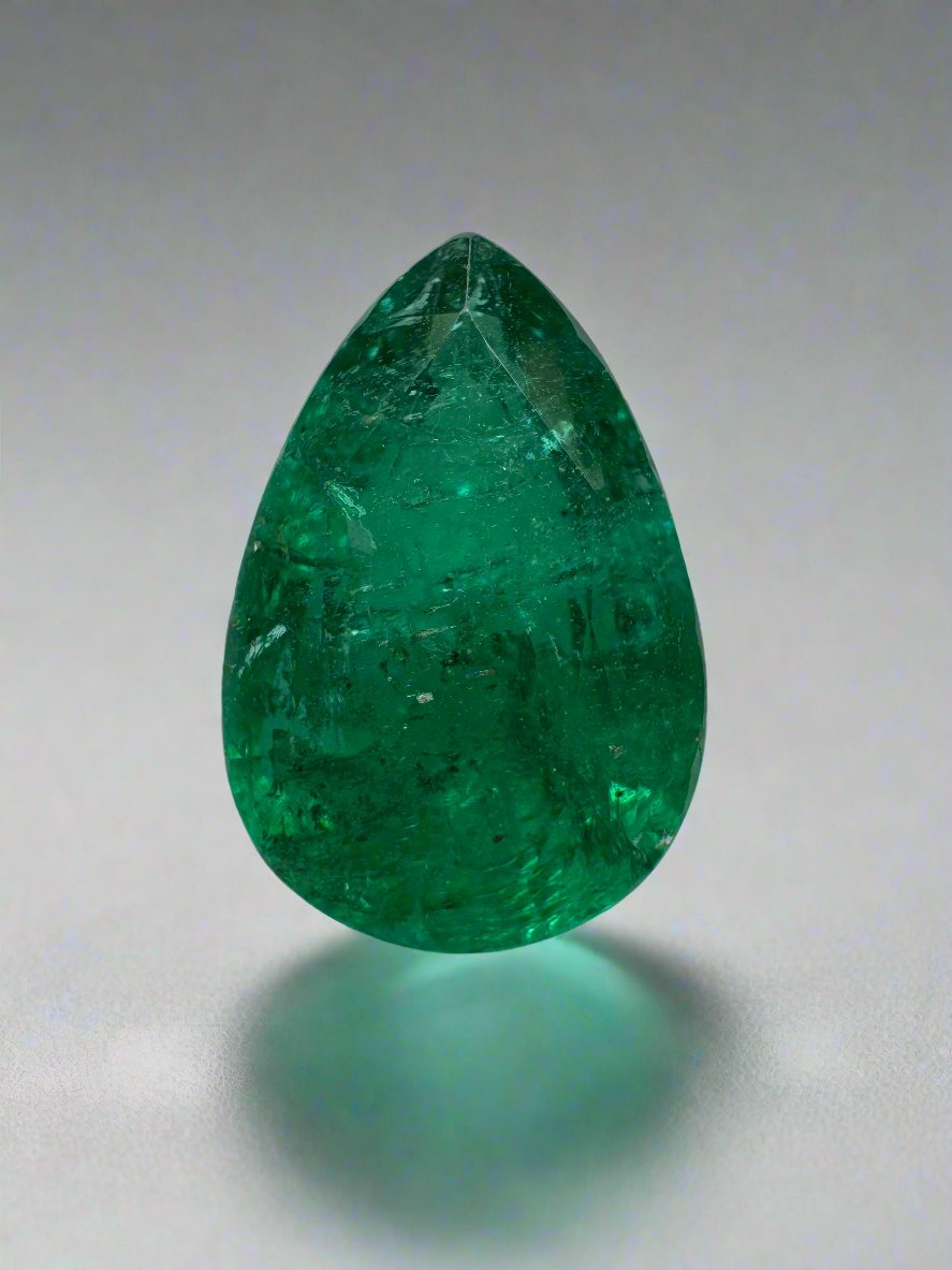 5.10 Carat 14x9.6mm Deep Green Natural Loose Emerald Pear Cut Gemstone for Jewelry Making, Engagement Rings & Luxury Gifts