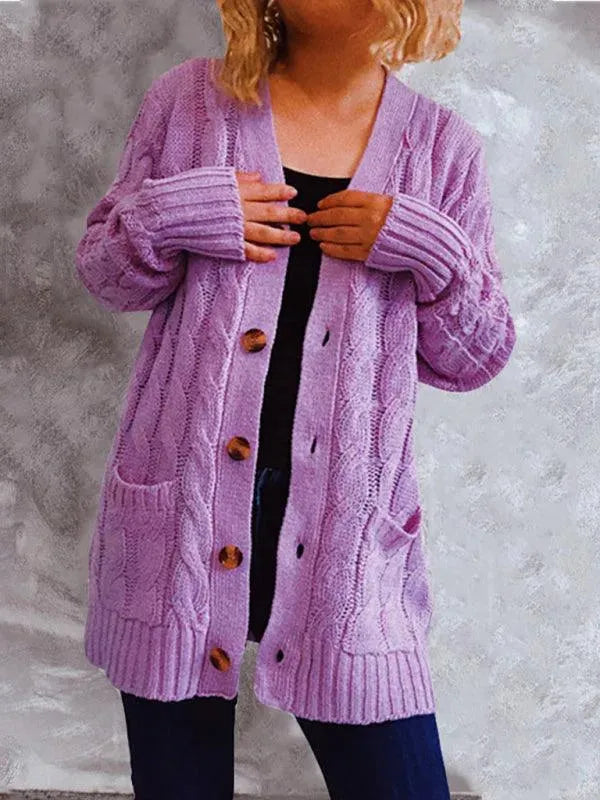 Women's Long Twist Pocket Cardigan Sweater - Cozy Knit Open Front Wrap for Fall & Winter | Perfect for Office, Casual Outfits & Layering