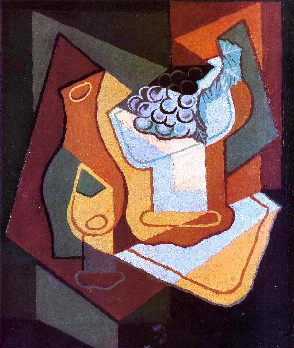 Juan Gris Bottle Wine Glass and Fruit Bowl - 16x20 Inch Premium Canvas Art Print for Home Decor, Living Room, Dining Room, and Office Wall Art
