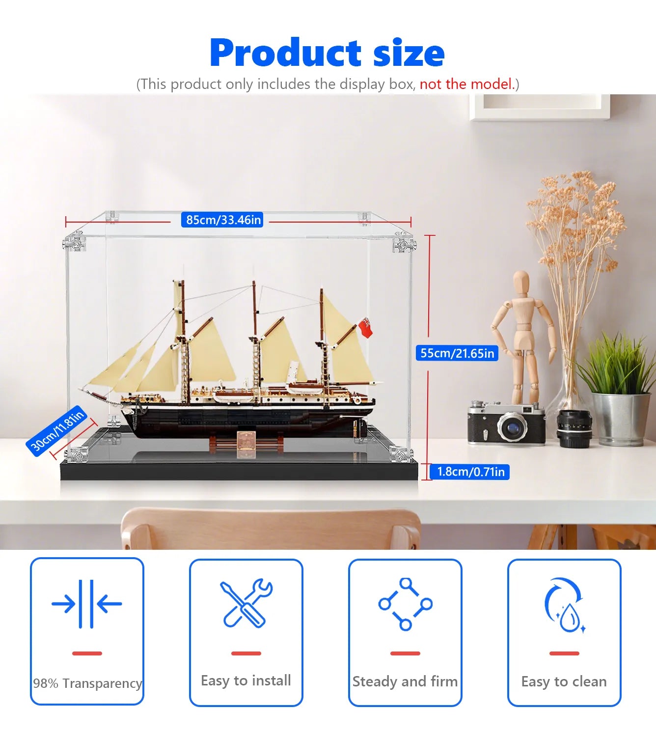 LEGO Icons The Endurance 10335 Display Case - Premium Acrylic Showcase for Ship Model Collection & Home Decor