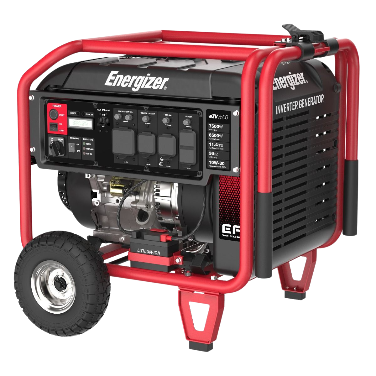Energizer eZV7500 6500W/7500W EFI 50 Amp Inverter Generator with Electric Start - Quiet Portable Power for Camping, RV & Emergency Backup