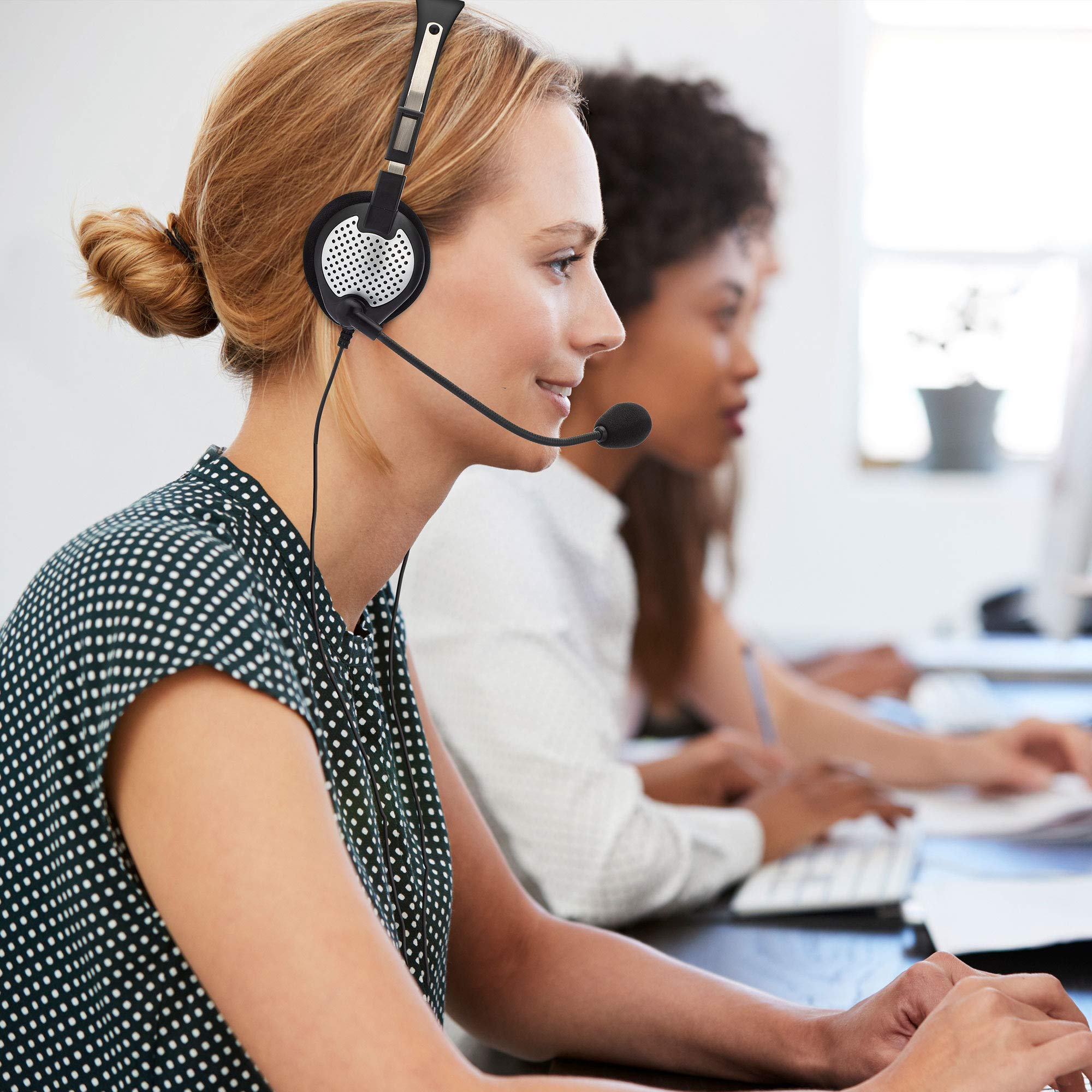 Andrea NC-181VM USB Monaural On-Ear Headset with Noise Cancelling - Single Ear Office Headphone for Call Centers, Customer Service & Remote Work (Model C1-1022300-50)